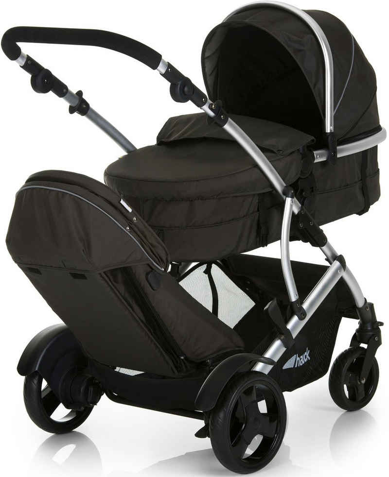 Hauck Geschwisterwagen Duett 2 black, mit Regenschutz, Kinderwagen