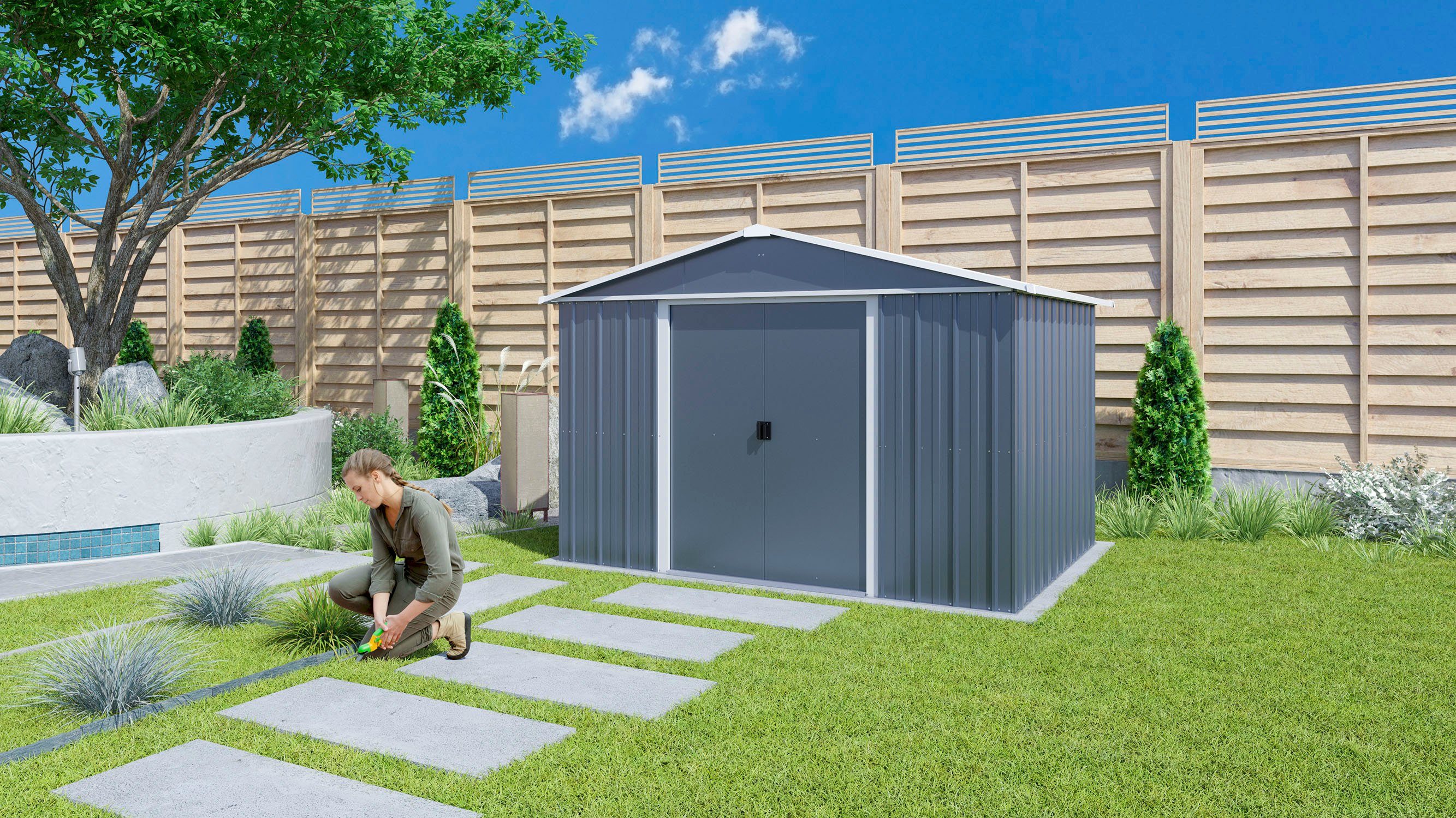 YARDMASTER Gerätehaus Heidelberg 108, BxT: 303x237 cm, Metall