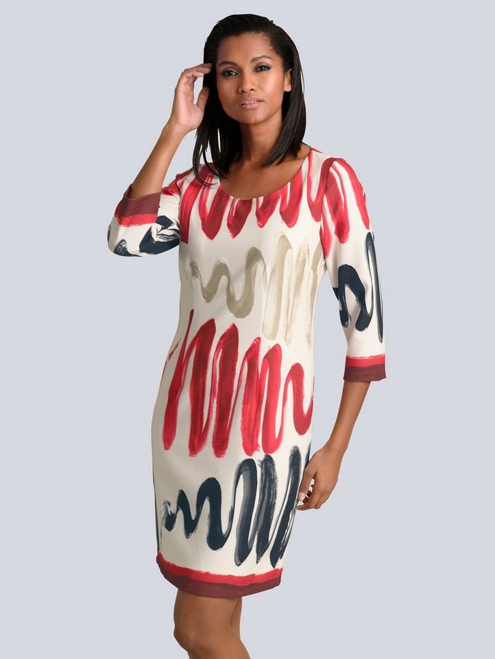 Alba Moda Kleid in grafischem Print in weiß