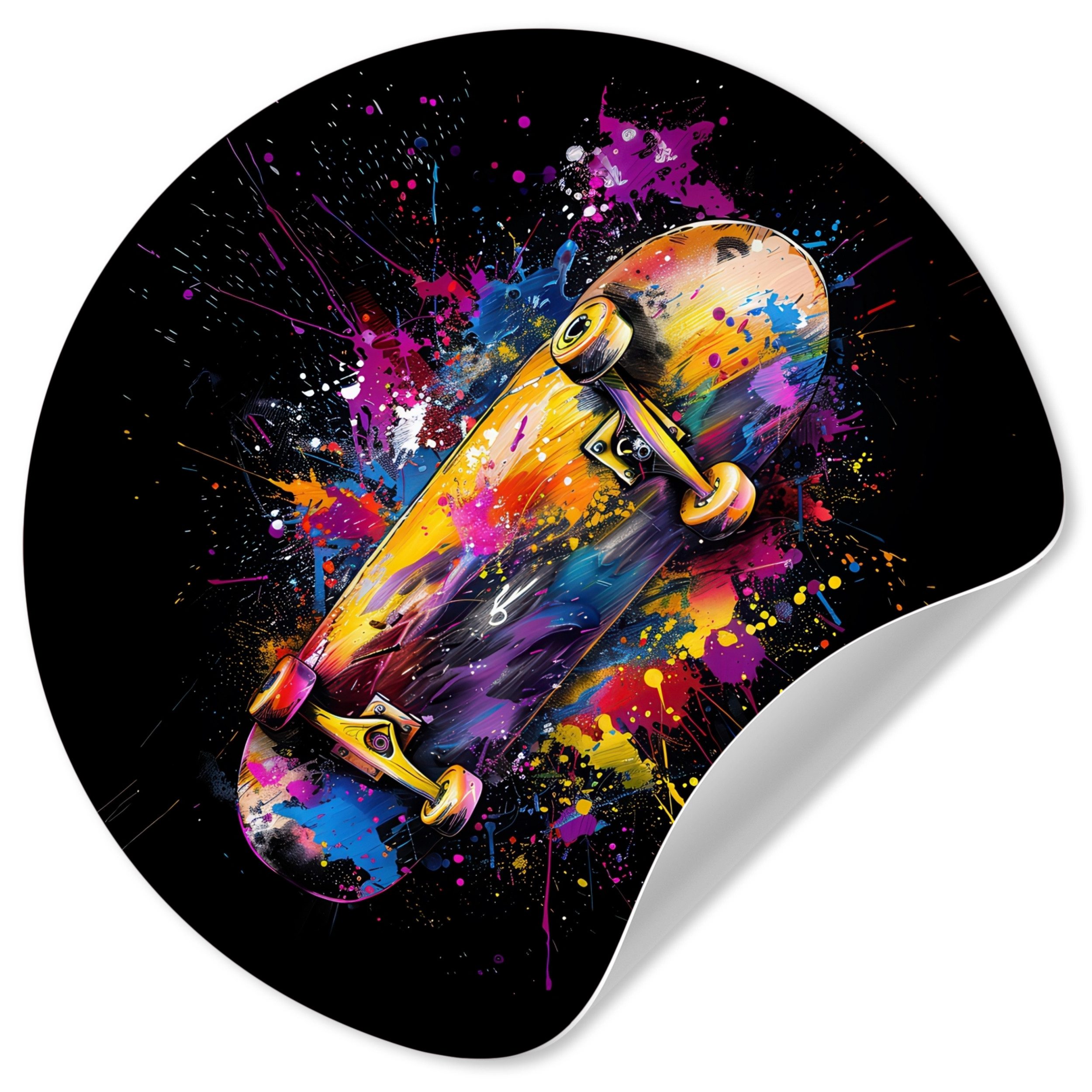 MuchoWow Wandsticker Graffiti - Sport - Skateboard - Skaten (1 St), Wandtattoo Selbstklebend, Wohnzimmer Deko Aufkleber, 30x30 cm