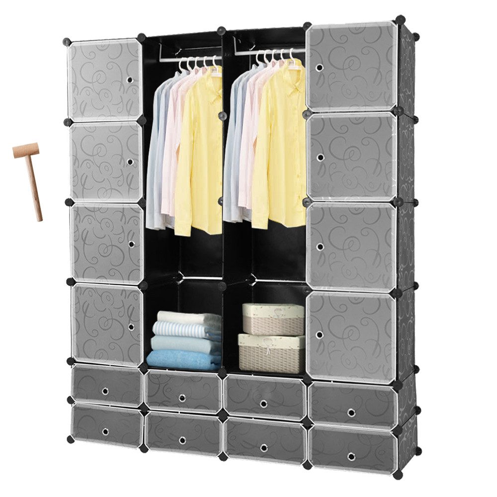Clanmacy Kleiderschrank Kleiderschrank DIY Steckregal Set Regalsystem Kombischrank Wasser – Bild 5 von 5
