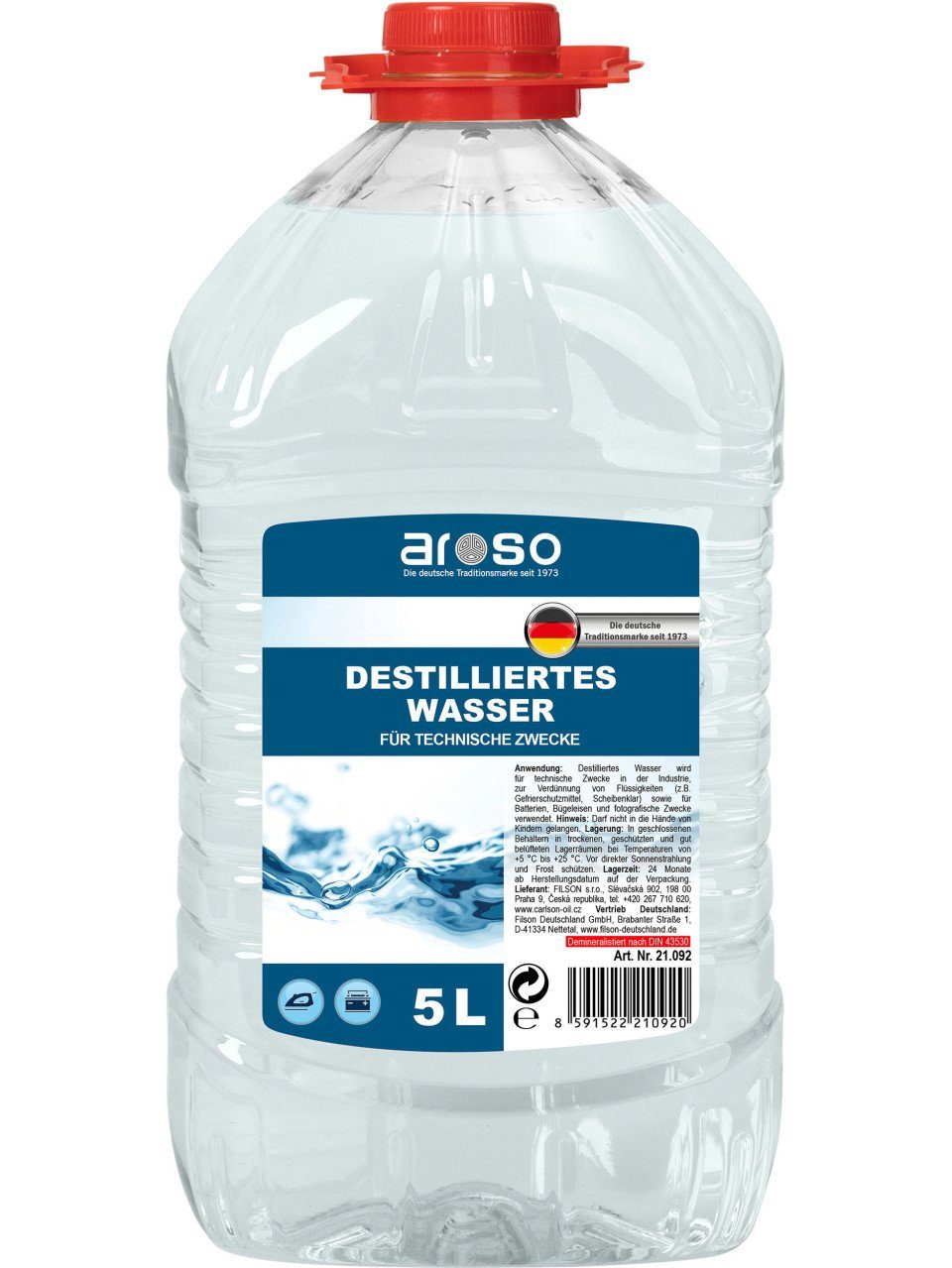 Scheibenfrostschutz Aroso Destilliertes Wasser 5 L