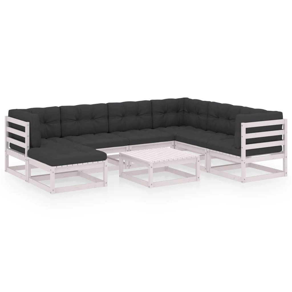 vidaXL Gartenlounge-Set 8-tlg. Garten-Lounge-Set mit Kissen Massivholz Kiefer, (1-tlg)