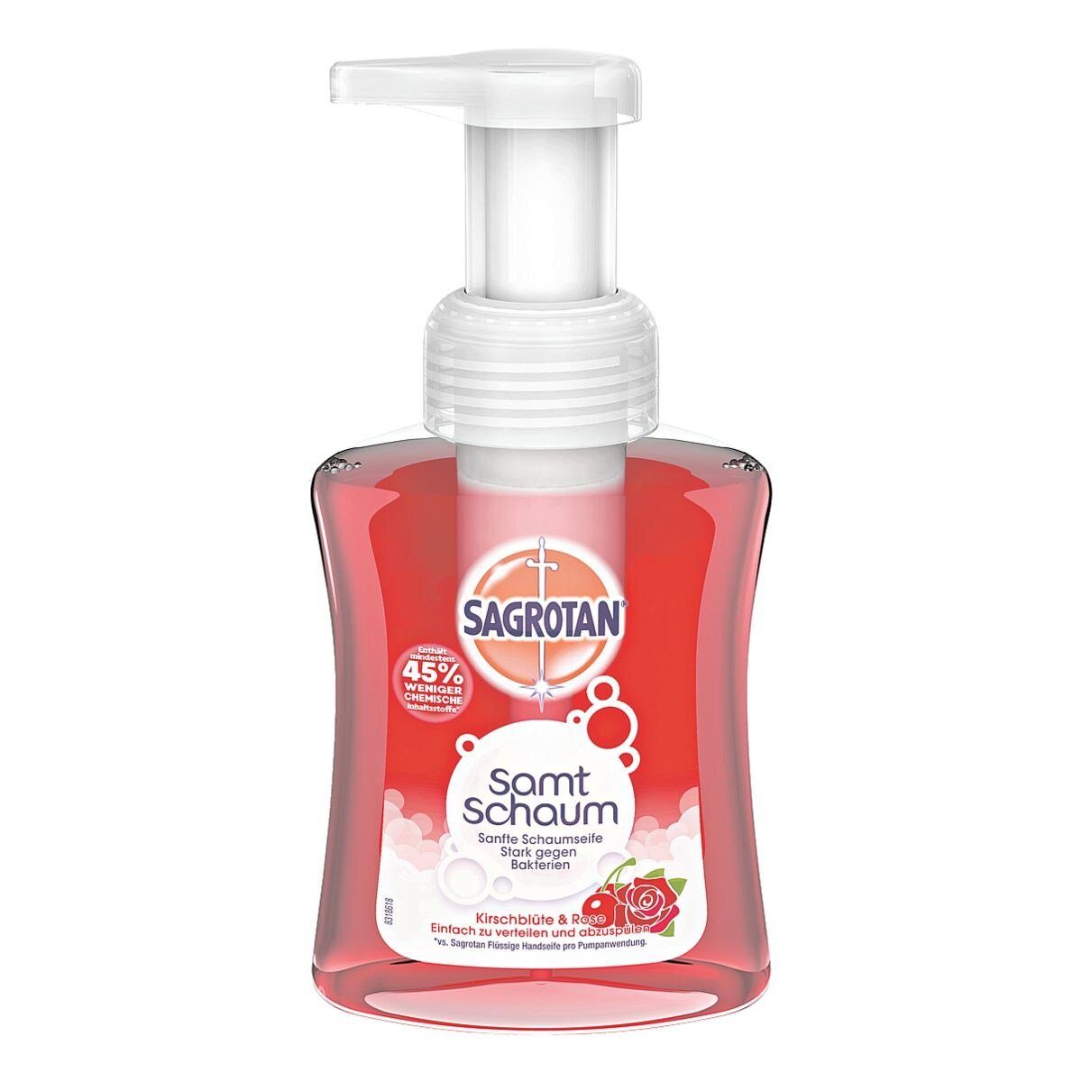 SAGROTAN Flüssigseife Kirschblüte & Rose, Schaumseife mit Dual-Effekt, 250 ml