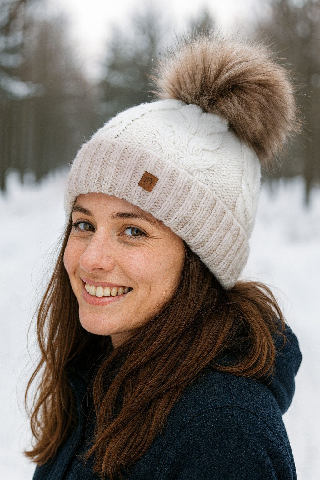 Faera Bommelmütze Wintermütze Damen Herren Mütze Beanie Haube gefüttert Bommelmütze