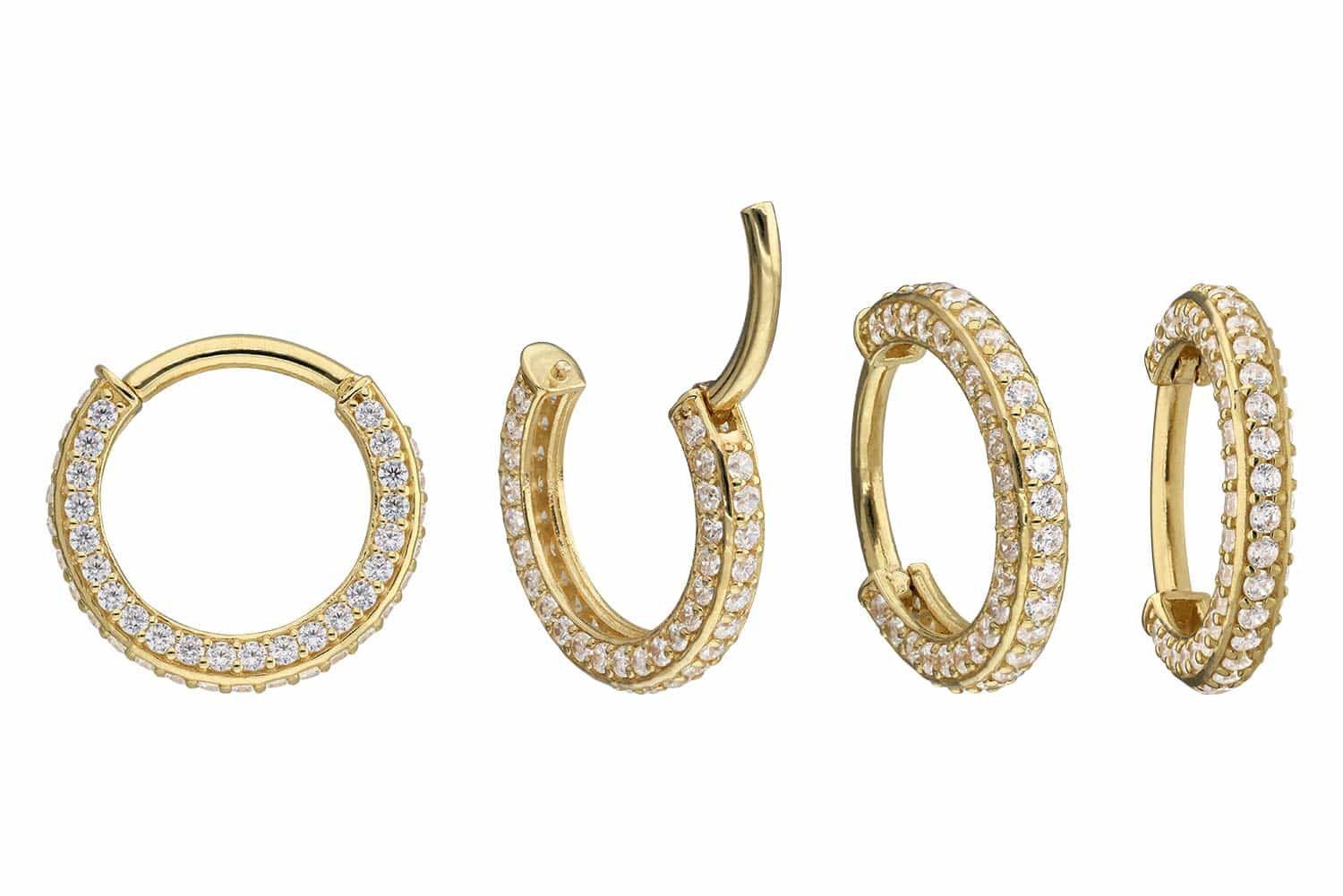 PIERCINGLINE Nasenpiercing 18 Karat Gold Segmentring Clicker MOISSANIT-RAND Ohrpiercing Septum (Clicker, 1-tlg), Ohrpiercing für Conch, Helix, Tragus, Daith, Lobe