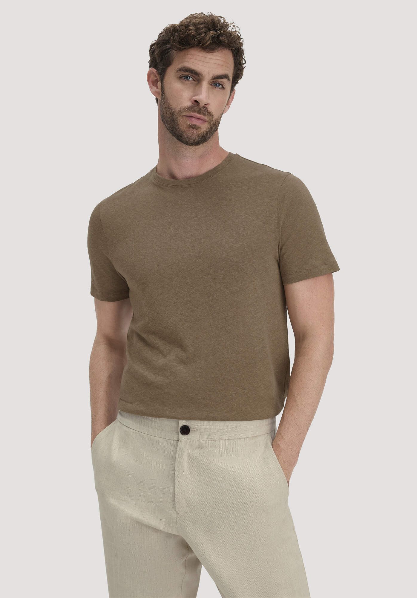Hessnatur T-Shirt aus Bio-Baumwolle und Leinen (1-tlg)
