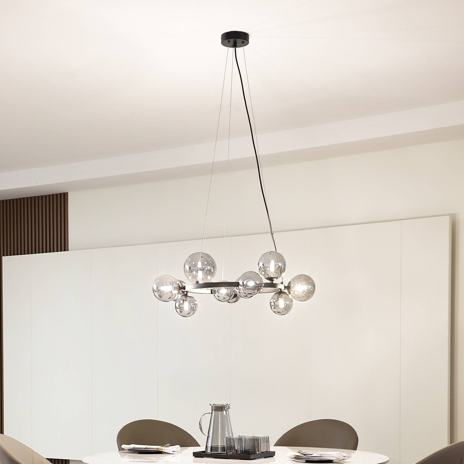 Lucande Hängeleuchte Naelen, Metall, Schwarz IP20, 11 x 8 W LED