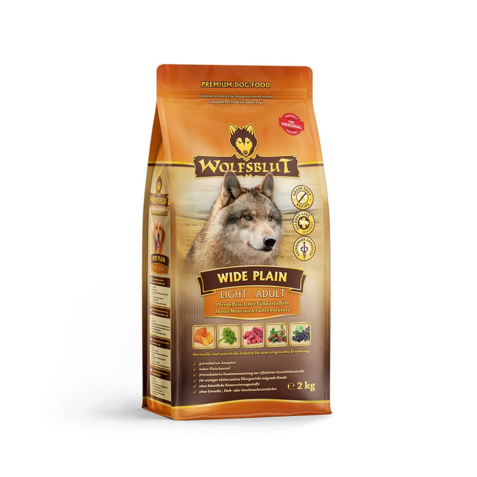 Wolfsblut Wide Plain Light - getreidefreies Trockenfutter mit Pferd, Trockenfutter für: Hunde