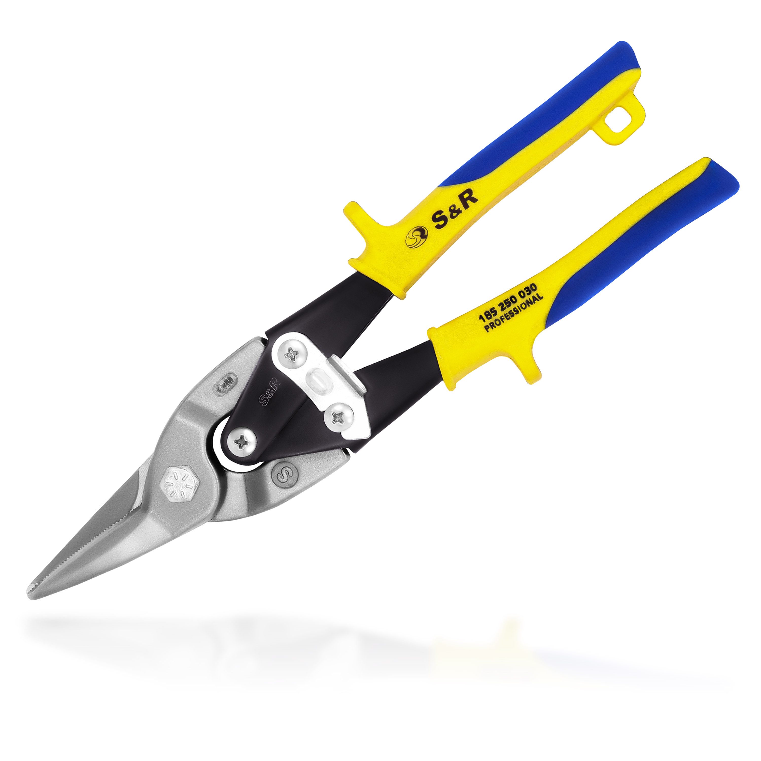 S&R Blechschere Aviation-Serie, gerade, 250 mm, hochfester gehärteter CrMo - Stahl, (1-tlg), ideal für Karosserieherstellung, Blechbearbeitung, mit Hebelwirkung