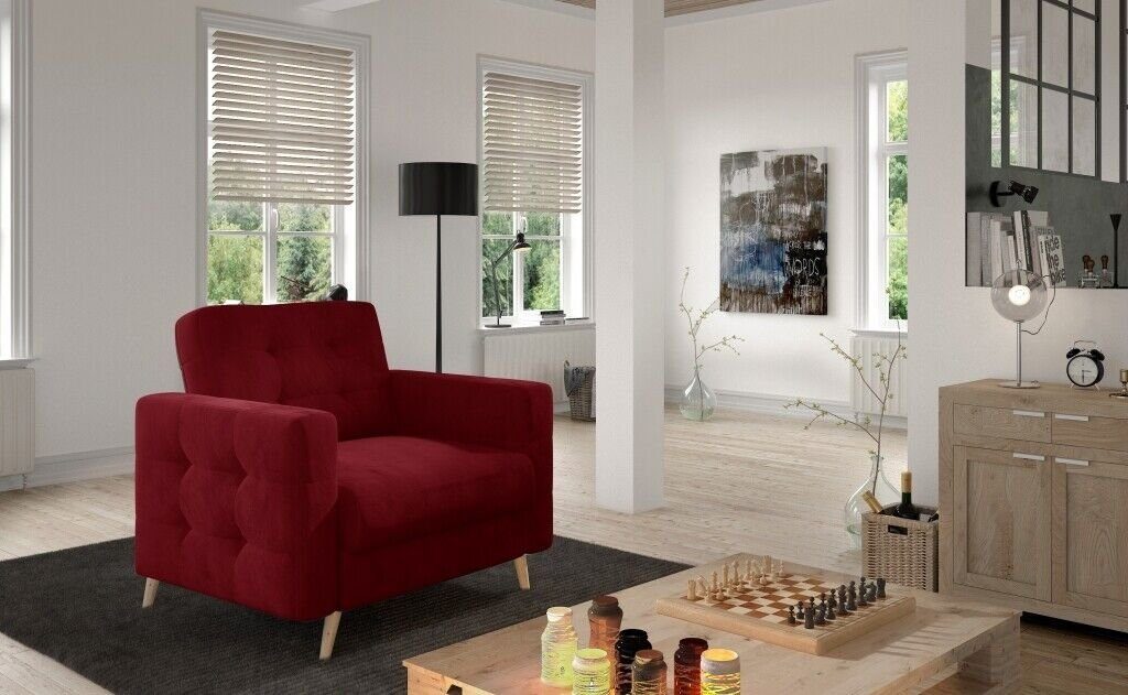 JVmoebel Sessel, Polster 1 Fernseh Sessel Rot Relax Stuhl Stoff Textil Sitzer Lounge Designer Neu
