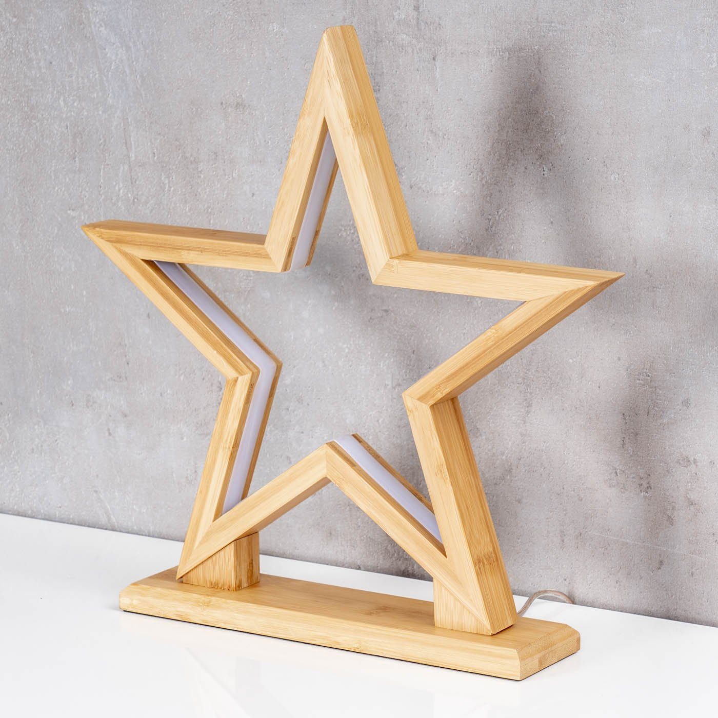 Levandeo® LED Stern, LED Stern Holz H33cm Tischlampe Bambus Weihnachten Dek günstig online kaufen
