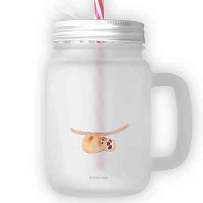 Mr. & Mrs. Panda Glas Faultier mit Kind - Transparent - Geschenk, Henkelglas, Einmachglas, Premium Glas