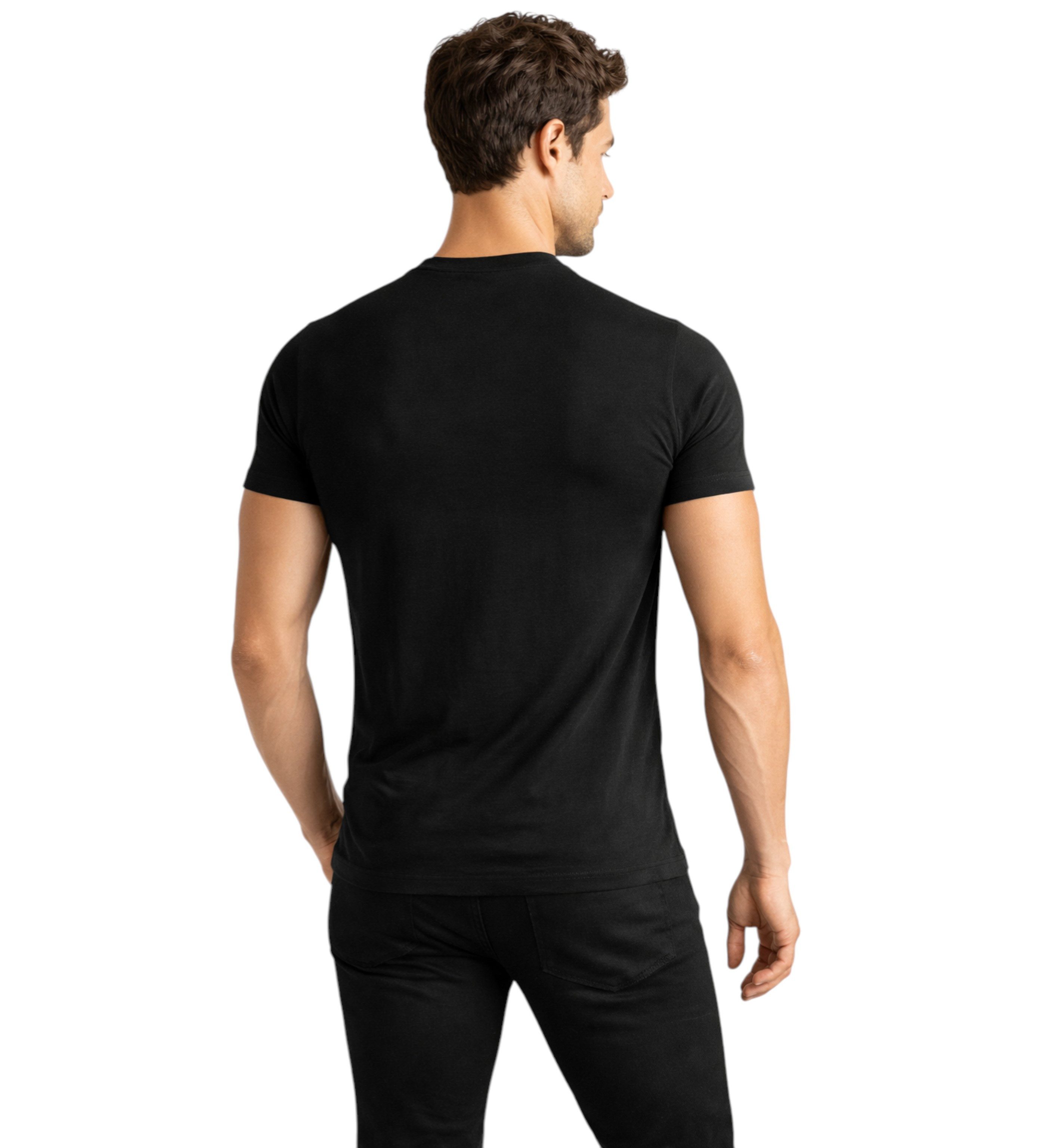 fashionshowcase Unterhemd 4er-Pack Unterziehshirts Kurzarm, Schwarz, 100% Baumwolle (Mehrfachpackung, 4er-Pack) atmungsaktiv & hautfreundlich – Bild 3 von 3