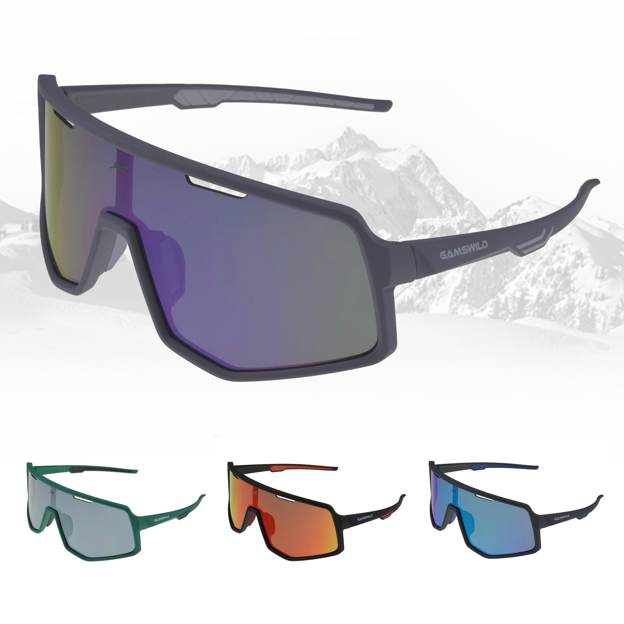 Gamswild Sonnenbrille UV400 Sonnenbrille Fahrradbrille Skibrille TR90 schnelle Brille Damen Herren WS4042 in, lila, blau, schw.-rot, oliv, beere, weiß