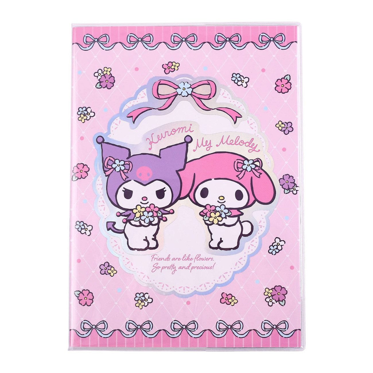 Sakami Merchandise Notizbuch Sanrio Notizbuch Kuromi & My Melody Pastel Flower Holographic Checkere