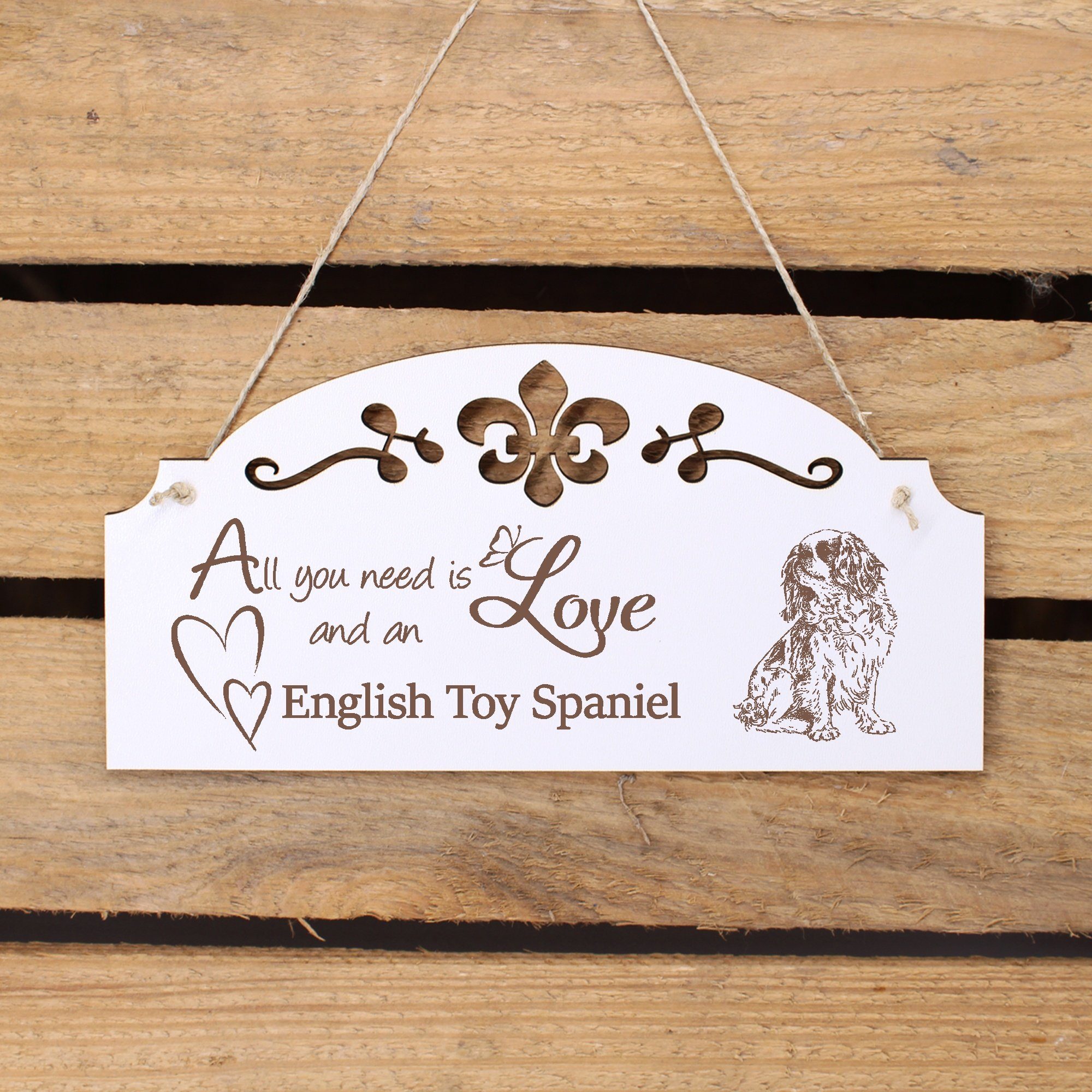 Spaniel is 20x10cm Toy Hängedekoration English need Love you All Deko Dekolando