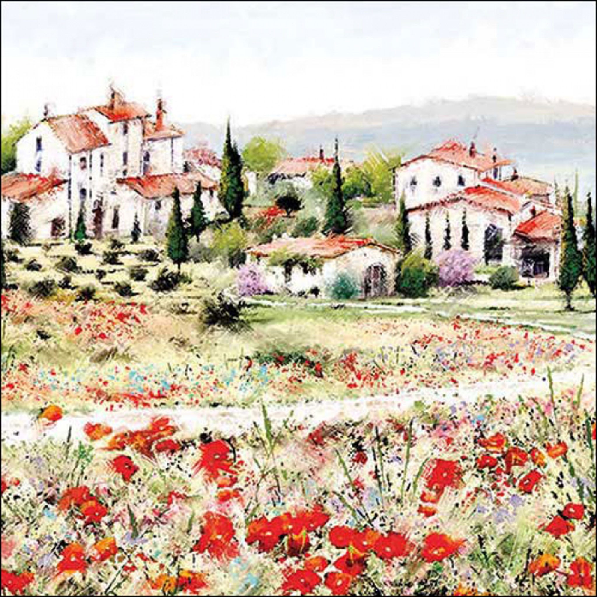 Ambiente Luxury Paper Products Papierserviette, Servietten Papier 33x33cm 3-lag. mit toskanischer Landschaft 20 Stk.