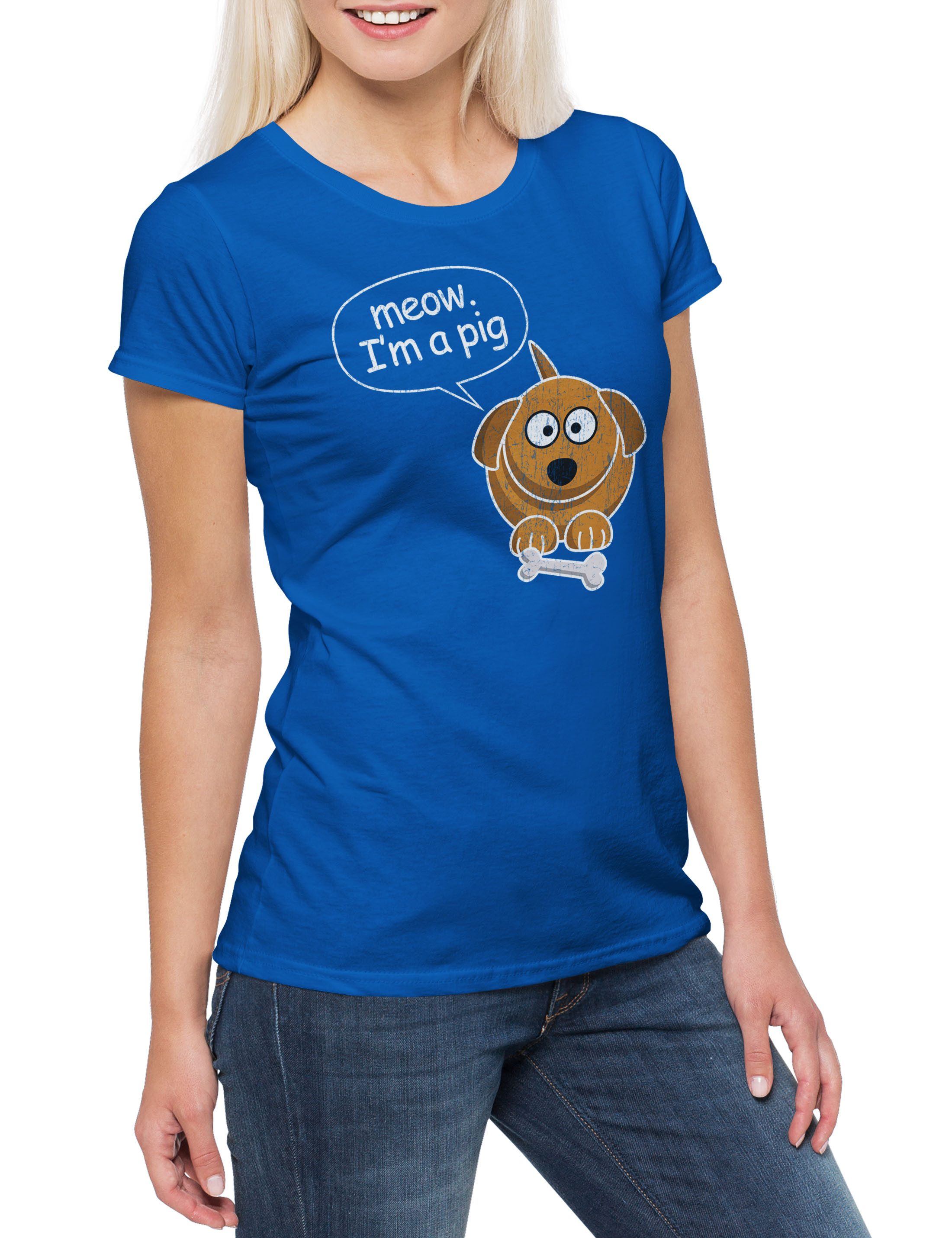 Print-Shirt Dog I'm A Pig Damen T-Shirt Modern Dog Hund Katze Kitty Cat Schwein