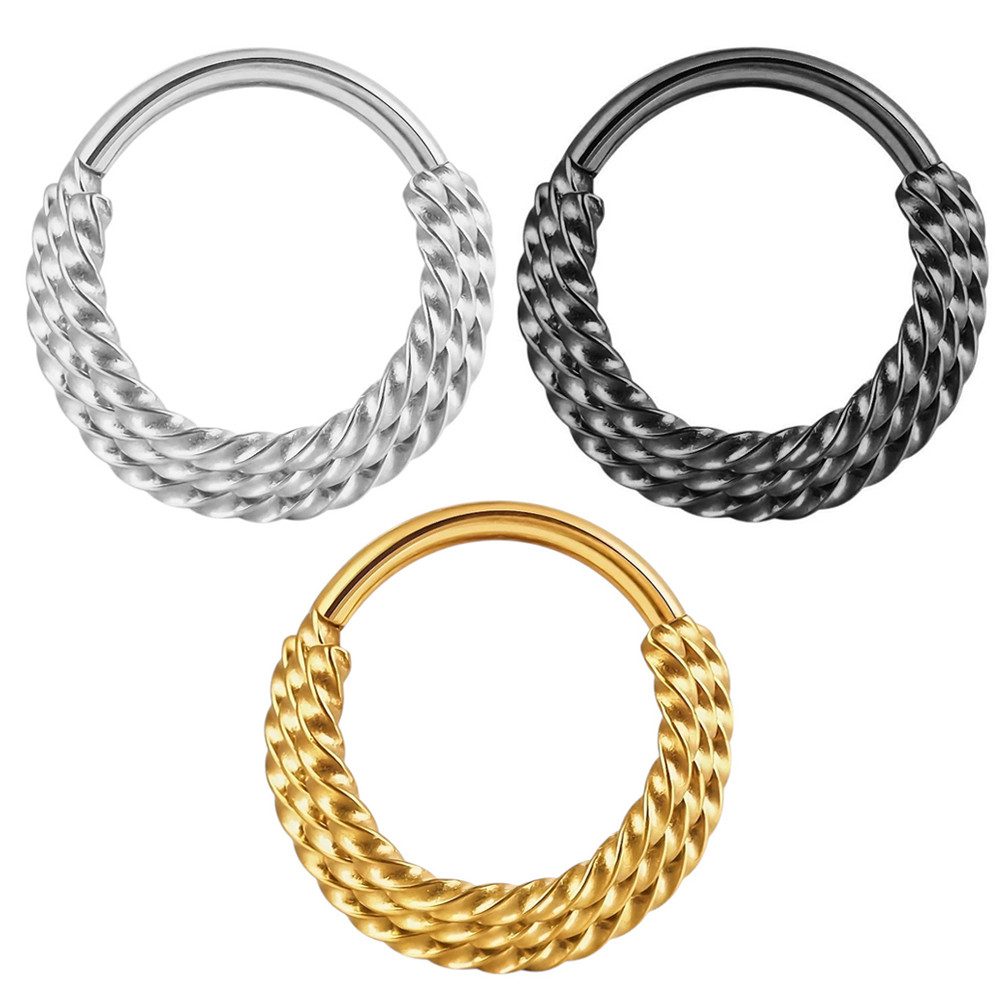 Taffstyle Nasenpiercing Septum Piercing Clicker Ohr Daith Helix Ring Scharnier Verdrehtes Seil (Nasenpiercing Nasenring Nase Ohrpiercing Cartilage Ohr Tragus Daith Helix Orbital Rook Piercing Ring Lippenpiercing)