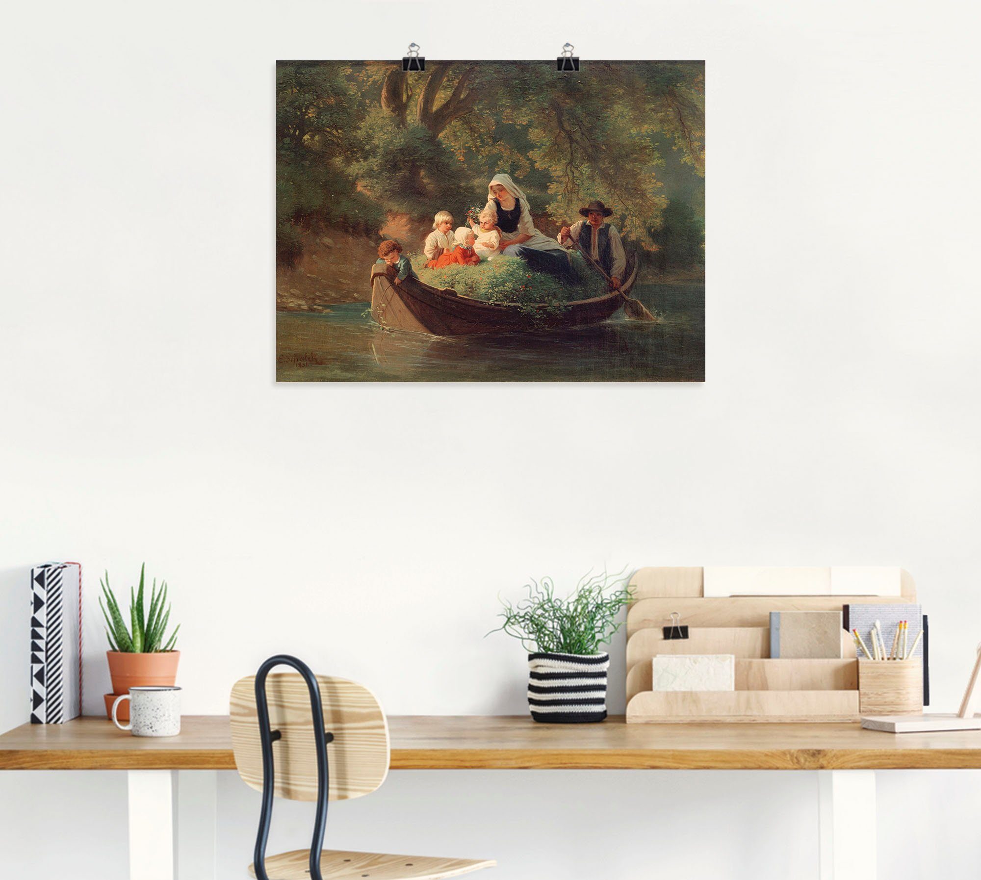 Gruppen versch. Wandaufkleber einem Boot, oder Familien Artland Größen Alubild, Bauernfamilie Wandbild als St), in Leinwandbild, in (1 & Poster