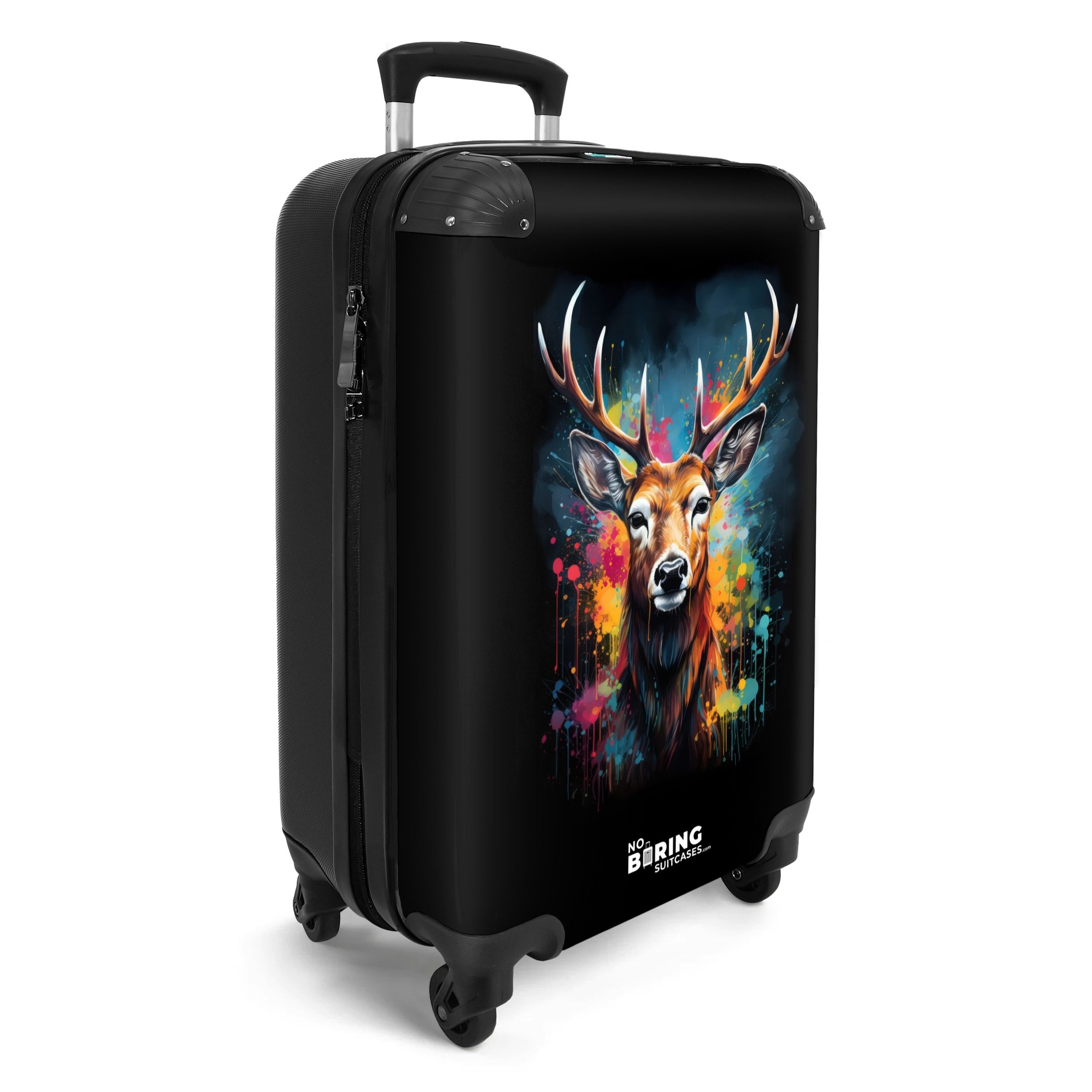 NoBoringSuitcases.com© Hartschalen-Trolley Hirsch mit Geweih zwischen günstig online kaufen