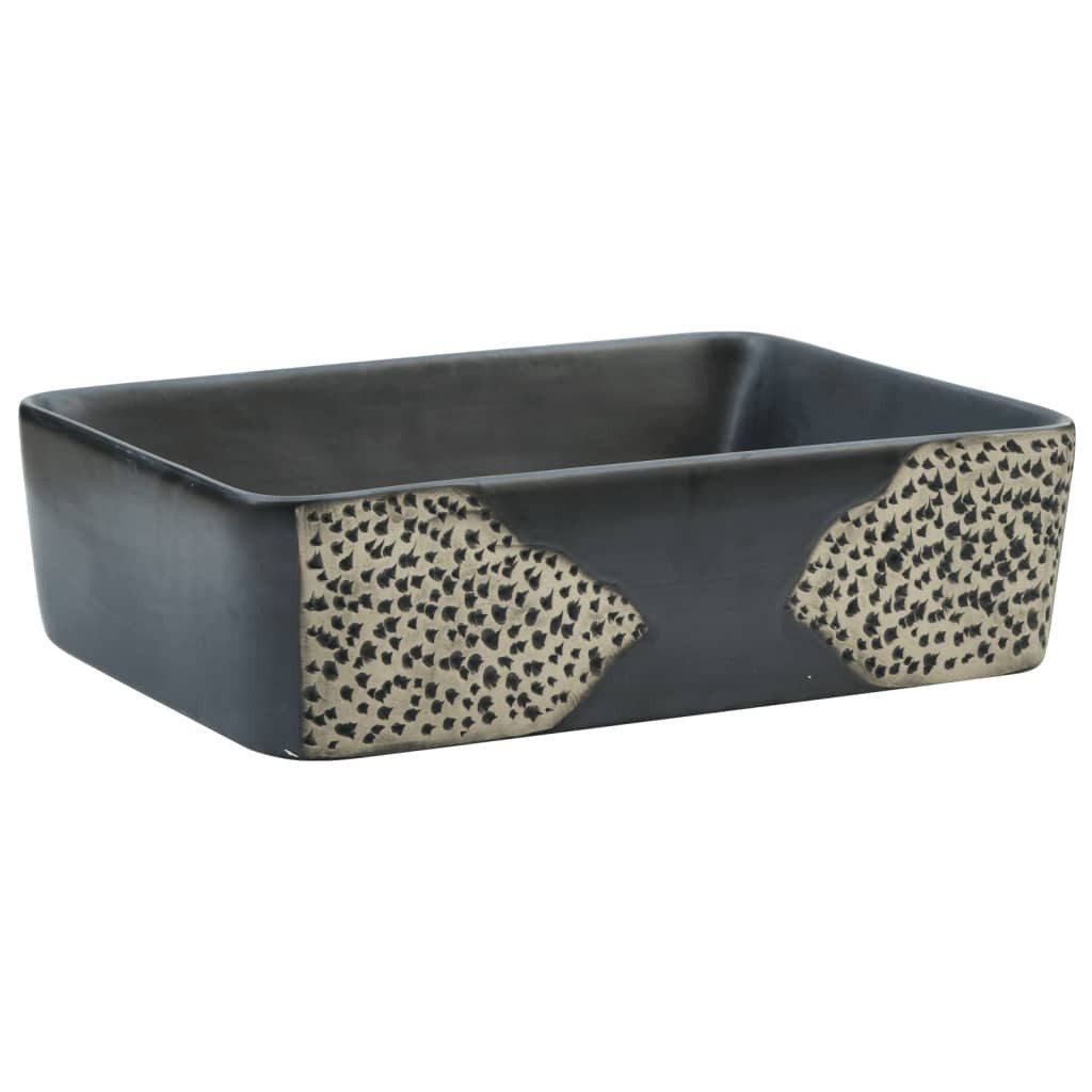 vidaXL Waschbecken Aufsatzwaschbecken Schwarz Rechteckig 46x35,5x13cm günstig online kaufen