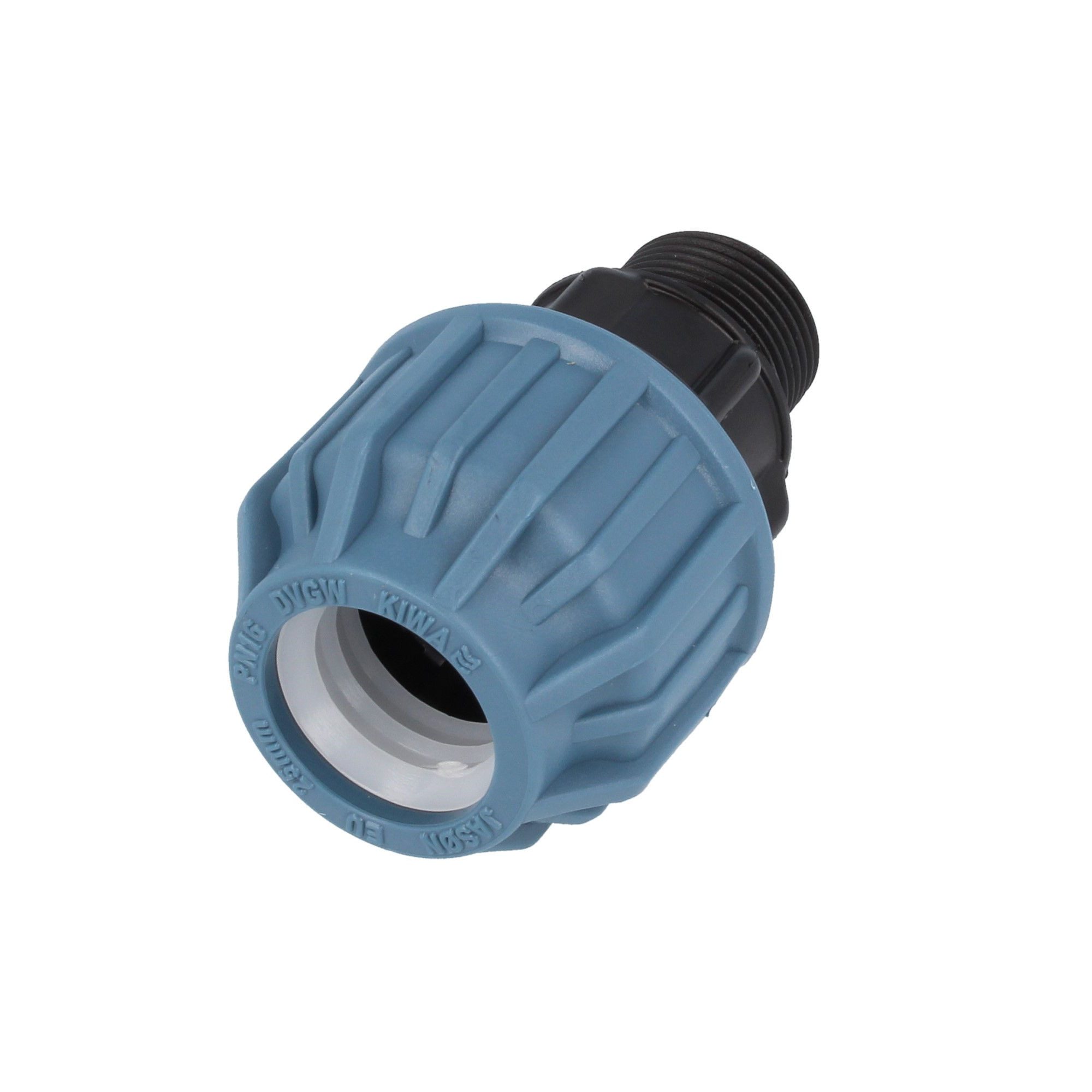 Mega Group Rohrverbinder PP-Klemmverbinder gerade mit AG - für PE-Rohr - DVGW zugelassen