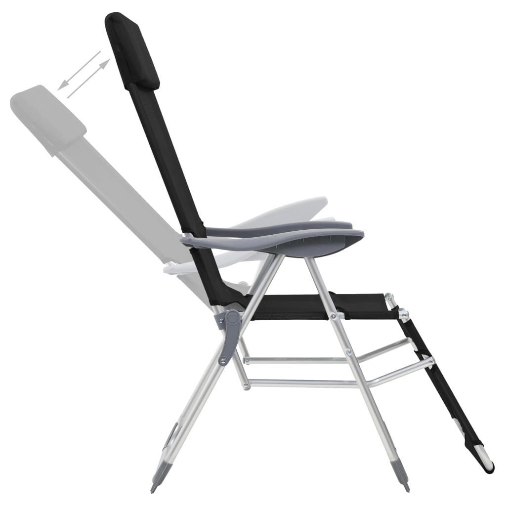 Schwarz Liegestühle Fußteil Stk. 2 mit Textilene Klappbare Faltstuhl Liegestuhl, vidaXL