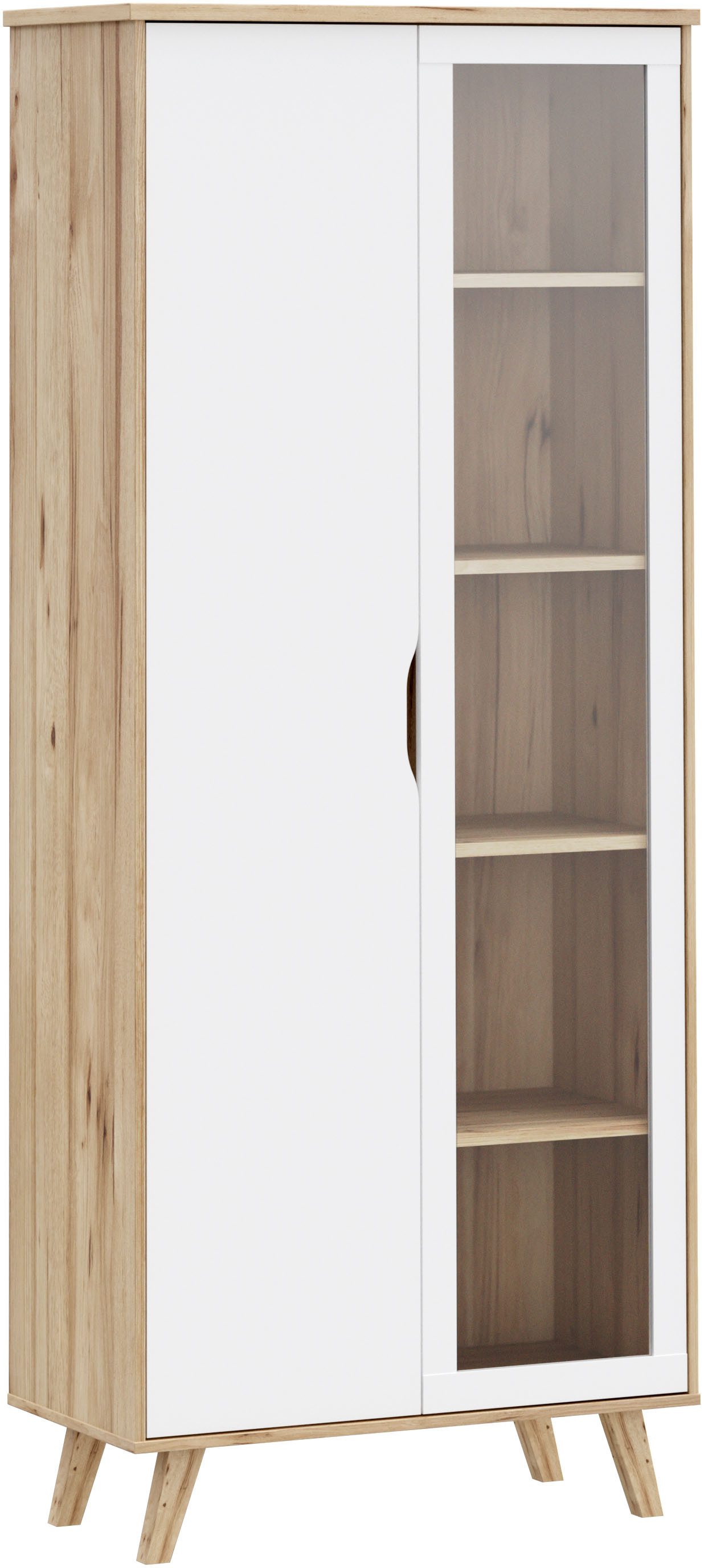 FORTE Vitrine Vankka Stauraumvotrine (B/H/T 84,7/201,5/41,7 cm) Glastüre, Grifflos, zeitloses Design