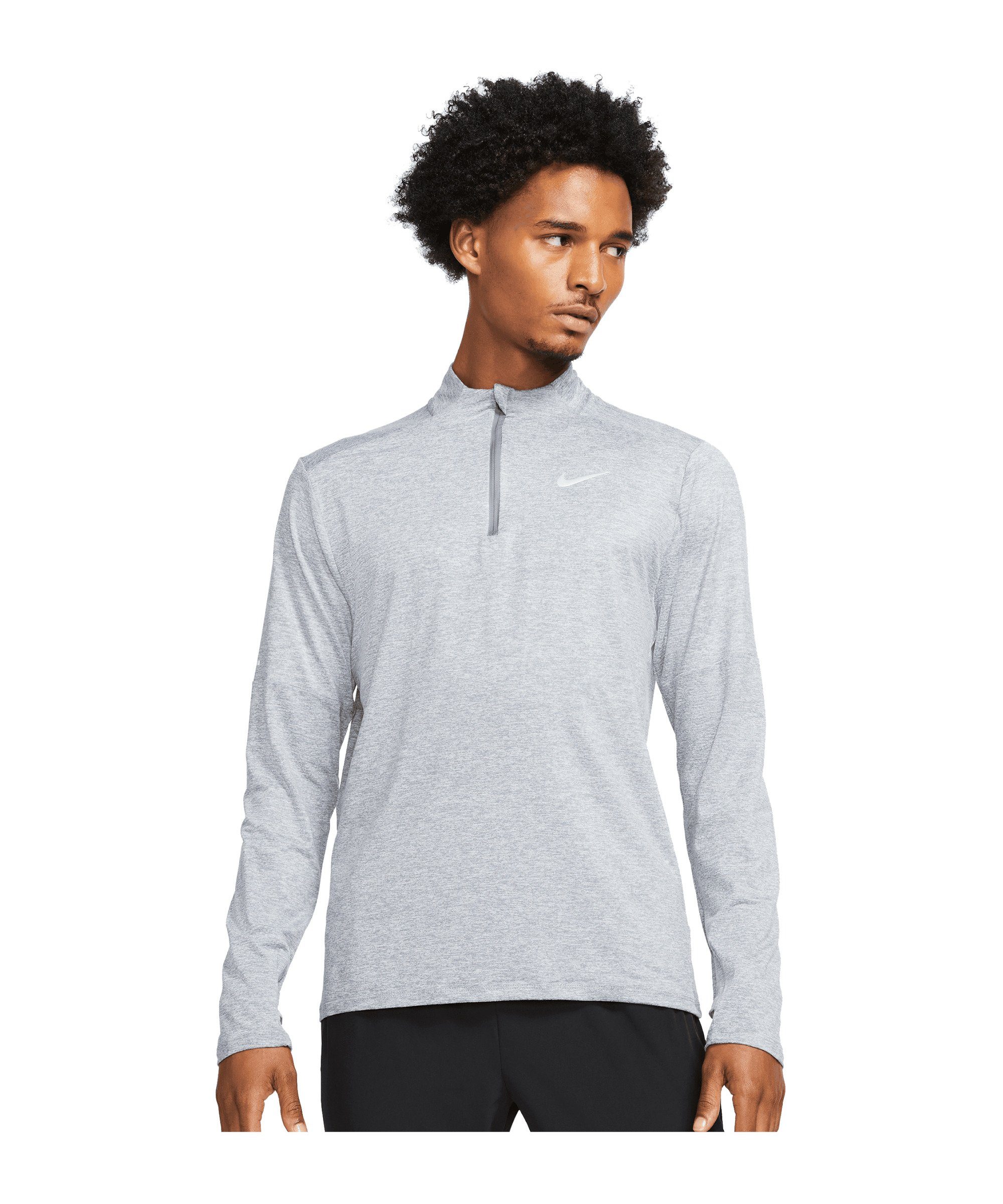 Nike Lauftop Element HalfZip Sweatshirt Running Daumenöffnung grausilber