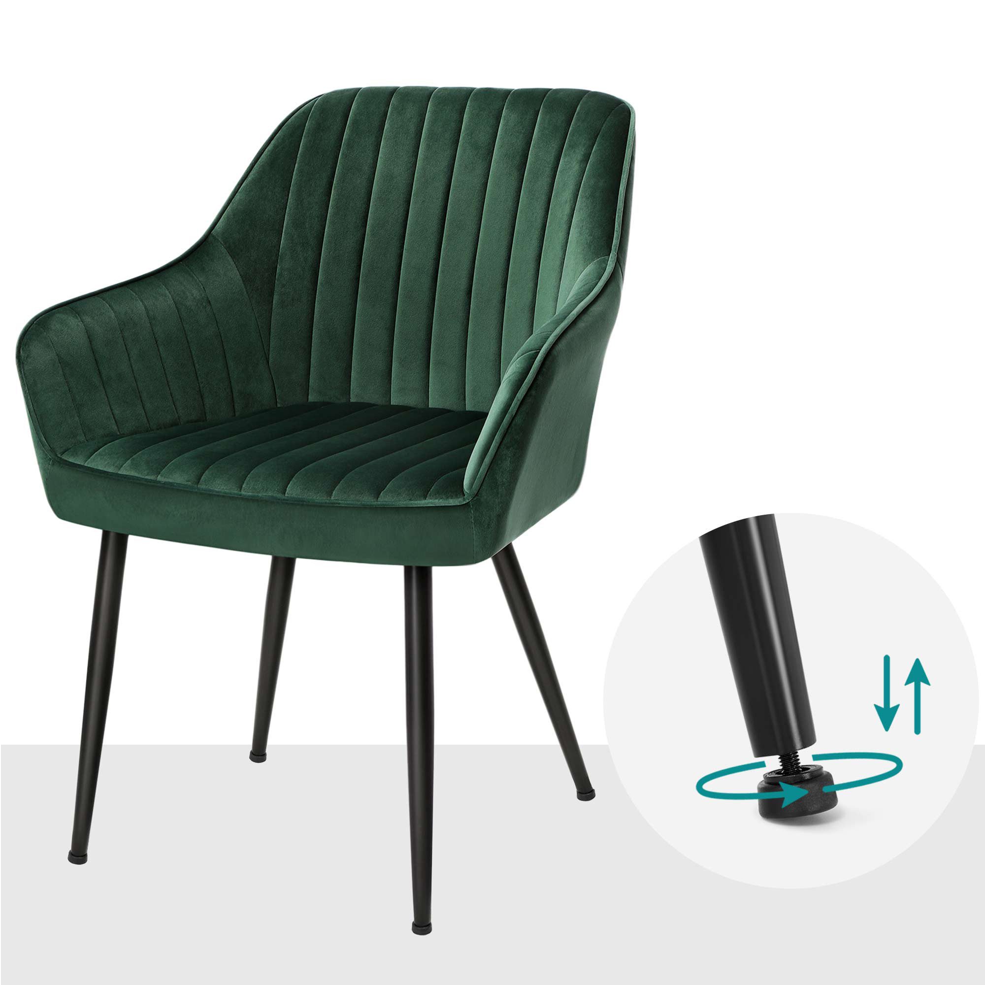 SONGMICS Esszimmerstuhl Küchenstuhl aus Samt, Polsterstuhl mit Armlehnen, Loungesessel (6 St), 6er Set, Metallbeine, bis 120 kg belastbar – Bild 5 von 5