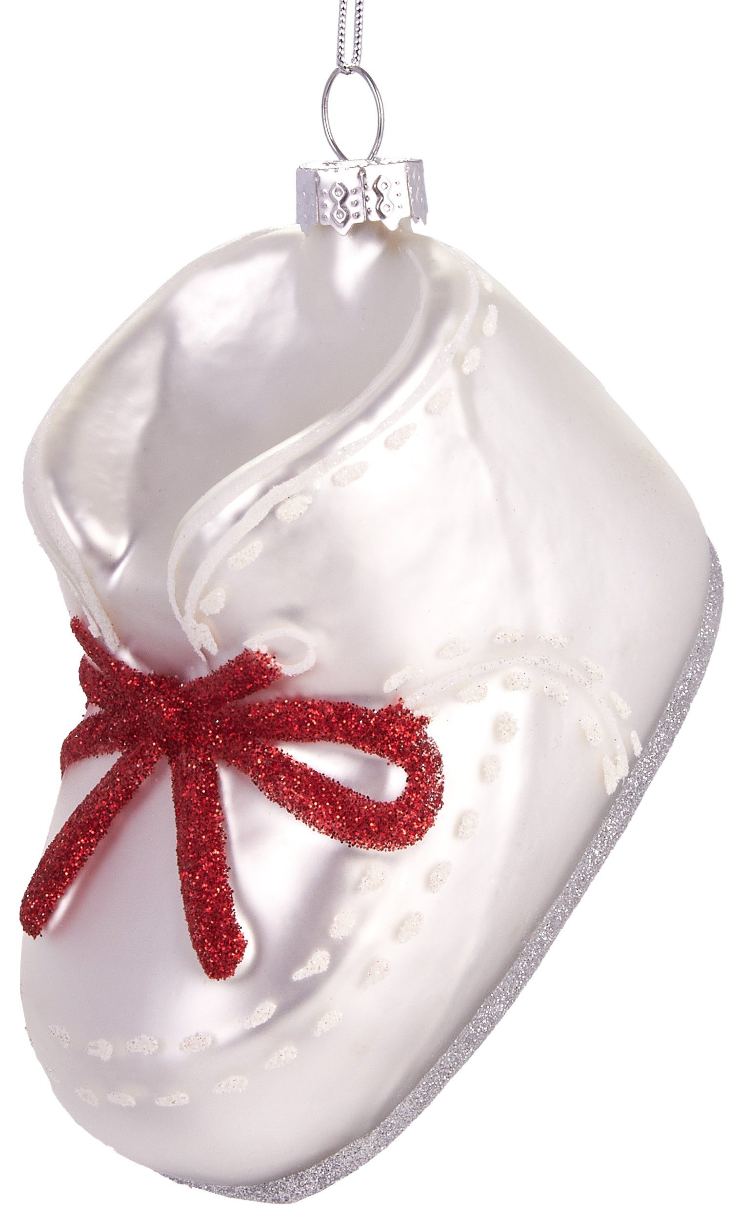 BRUBAKER Christbaumschmuck Handbemalte Weihnachtskugel Babyschuh mit Schlei günstig online kaufen