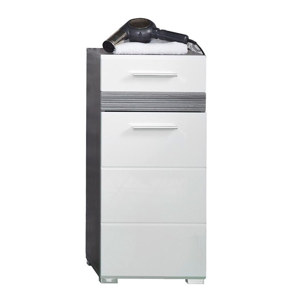 trendteam Seitenschrank Stauraumschrank Unterschrank Seitenschrank Rauchsilber 37x80x31cm