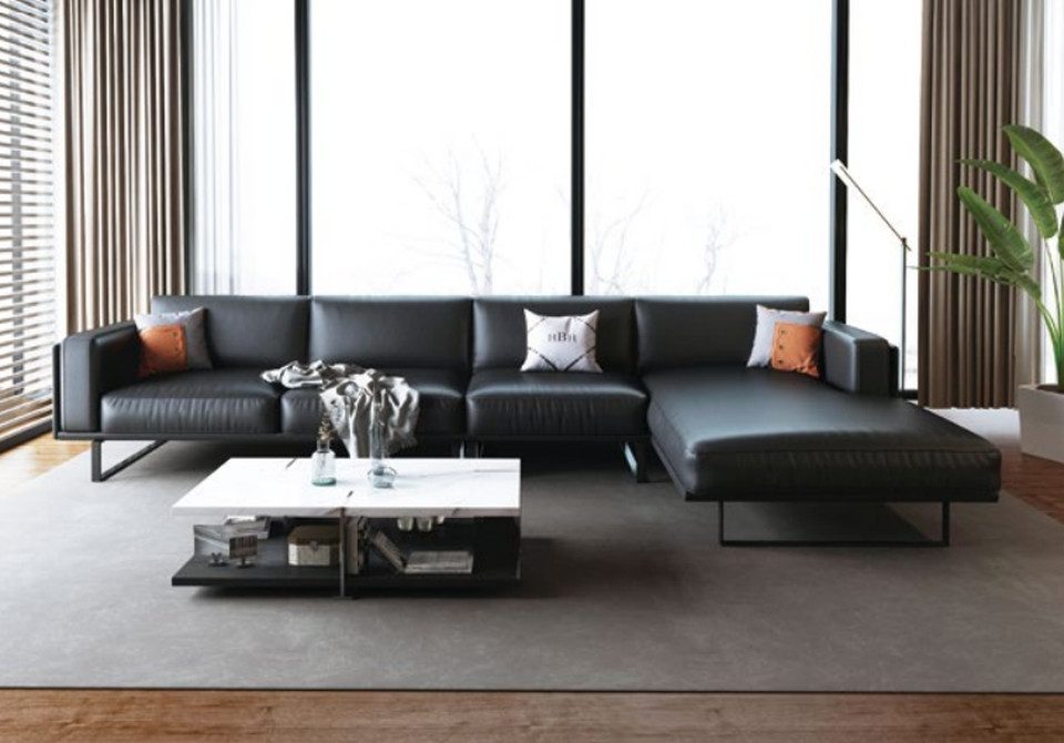Xlmoebel Ecksofa Moderne L-Form Couch mit hochwertiger Polsterung und Lederdetails, Hergestellt in Europa