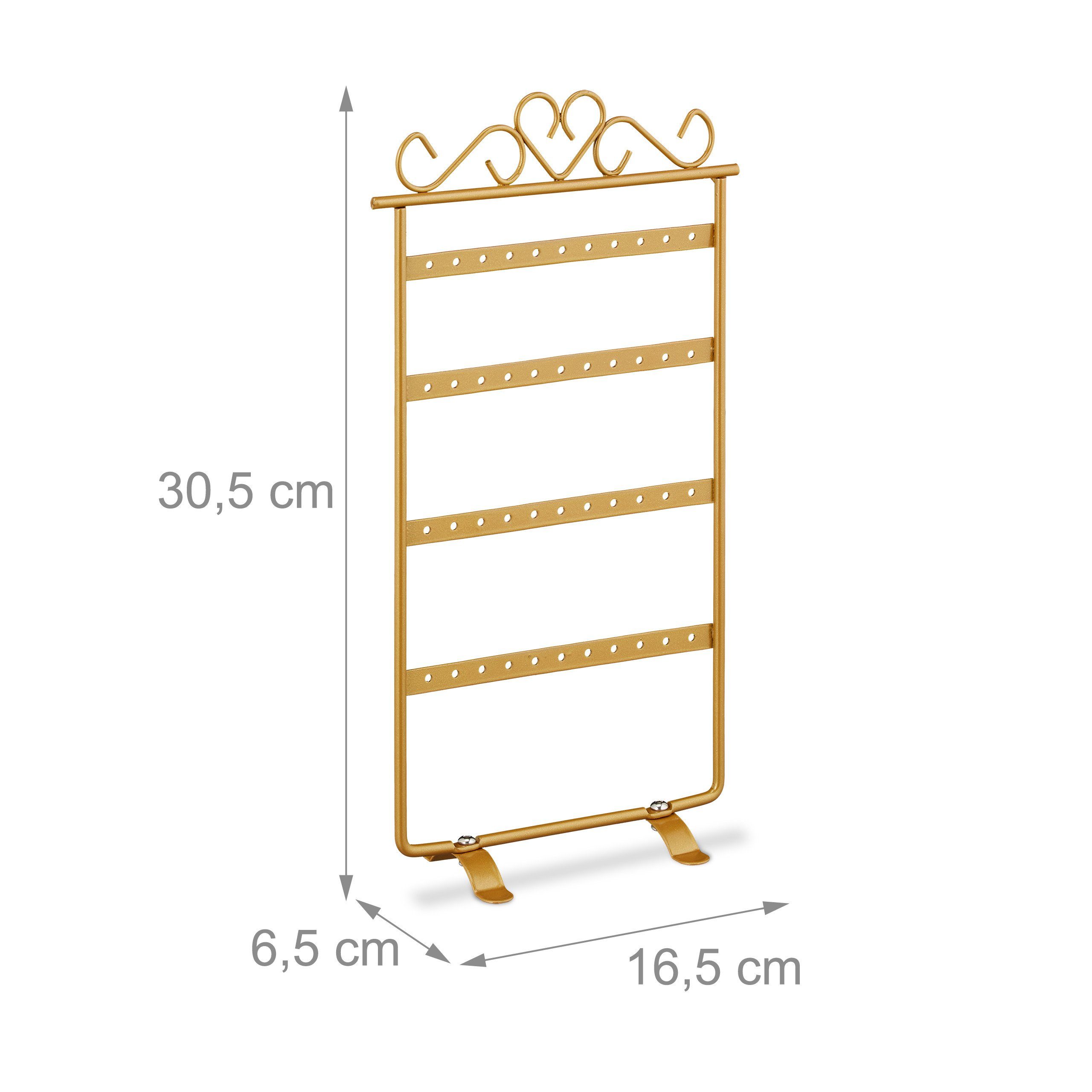 relaxdays Schmuckständer Ohrringhalter für Stecker, gold
