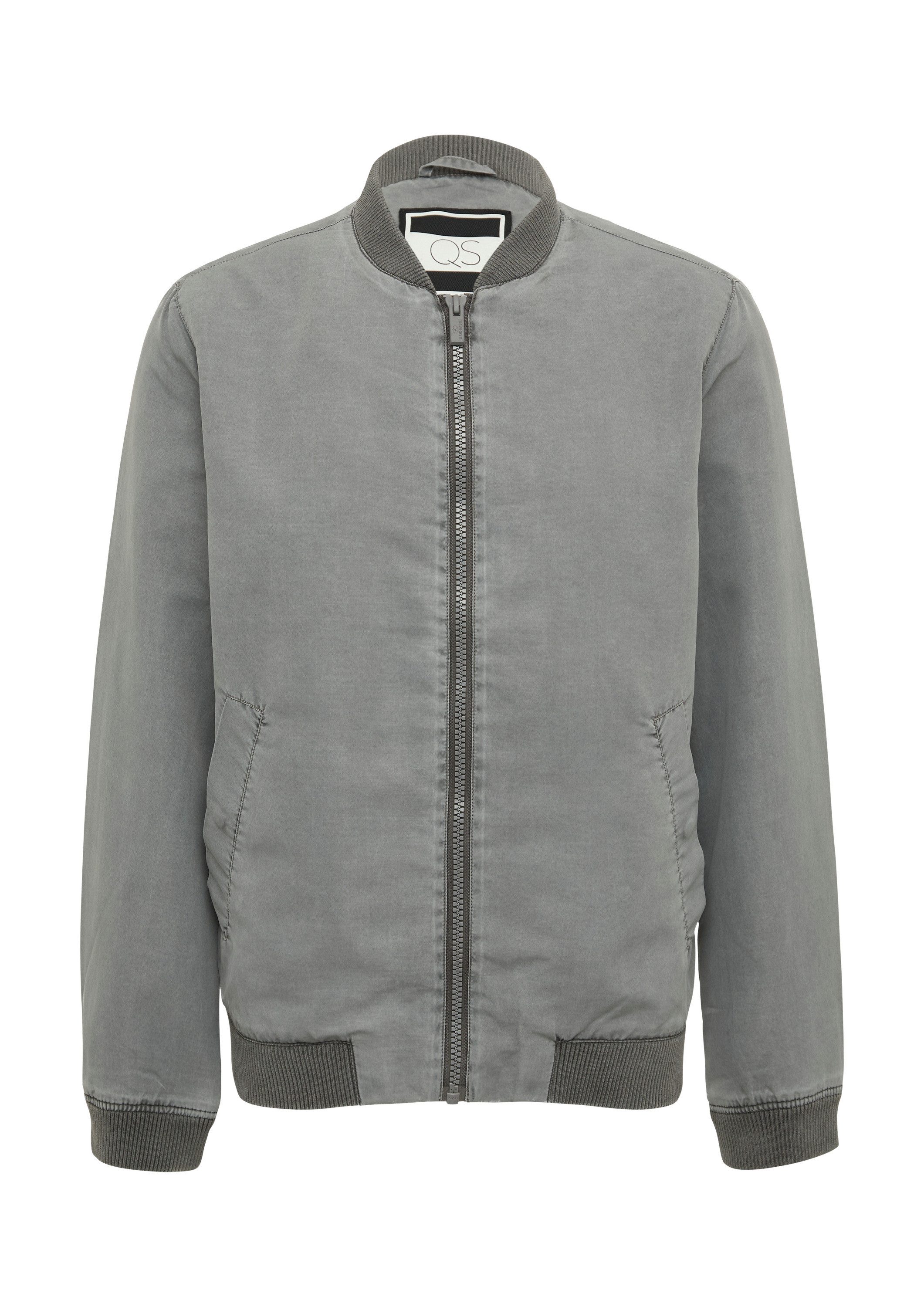QS Funktionsjacke Outdoor-Jacke Gewaschene Bomberjacke mit Rippbündchen