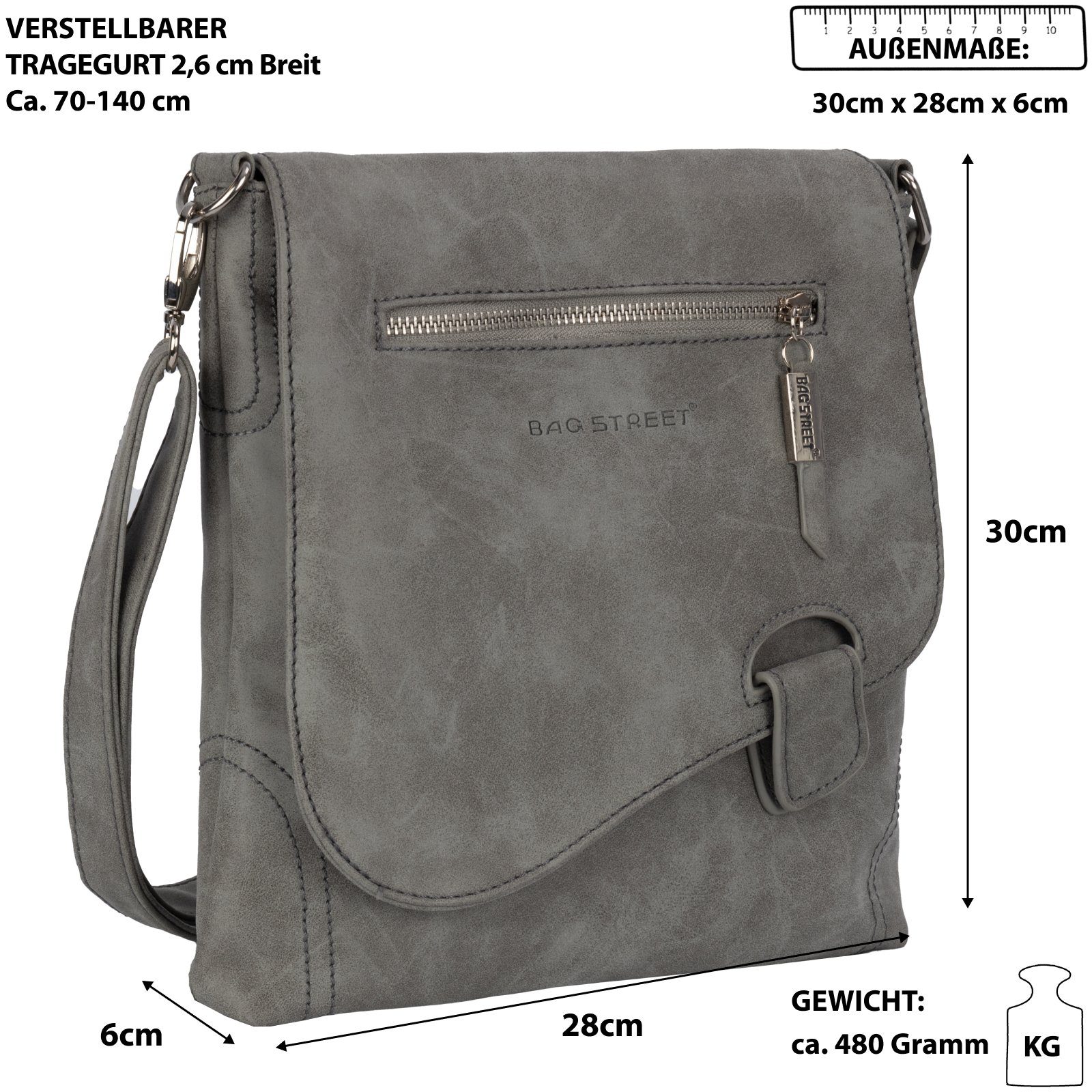 BAG STREET Sporttasche Bag Street Damentasche Umhängetasche Handtasche Schultertasche, als Schultertasche, Umhängetasche tragbar