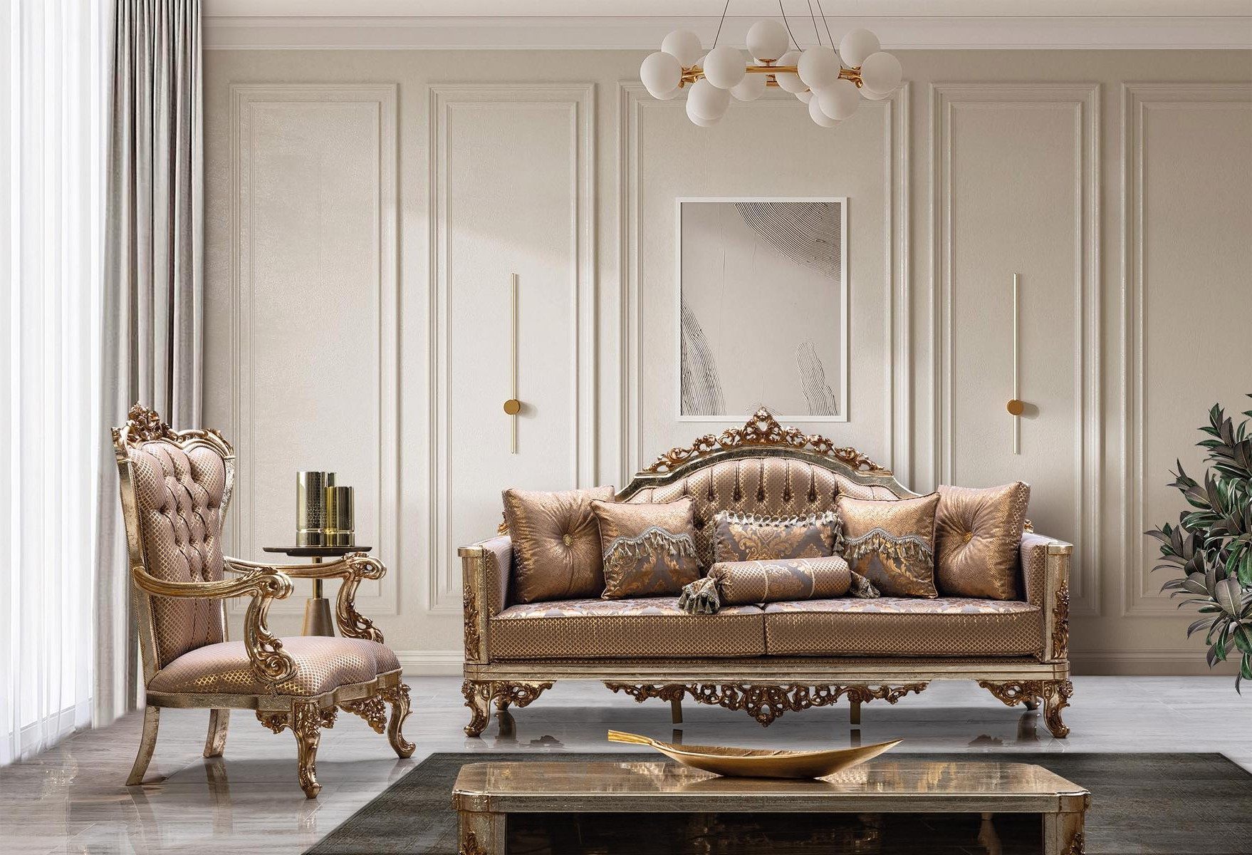 Xlmoebel Polstergarnitur Luxuriöses Sofa Set 3+1 Sitzer mit Couchtisch für Wohnzimmer, (Polstergarnitur, 3-tlg., 3+1 Sitzer mit Couchtisch), Made in Europa
