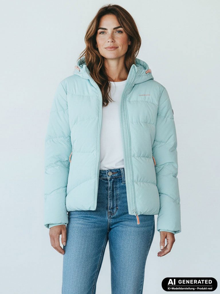 Coastguard Steppjacke 50937 Damen Jacke unifarben mit Kapuze - Gesteppt mit Reißverschluss
