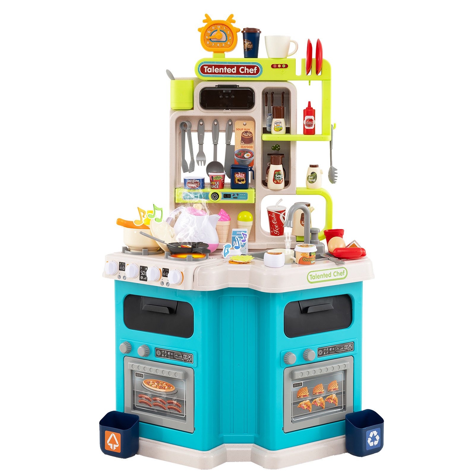 COSTWAY Spielküche PP, mit 75 Zubehör, Eck-Spielküche mit Licht, Sound & Da günstig online kaufen
