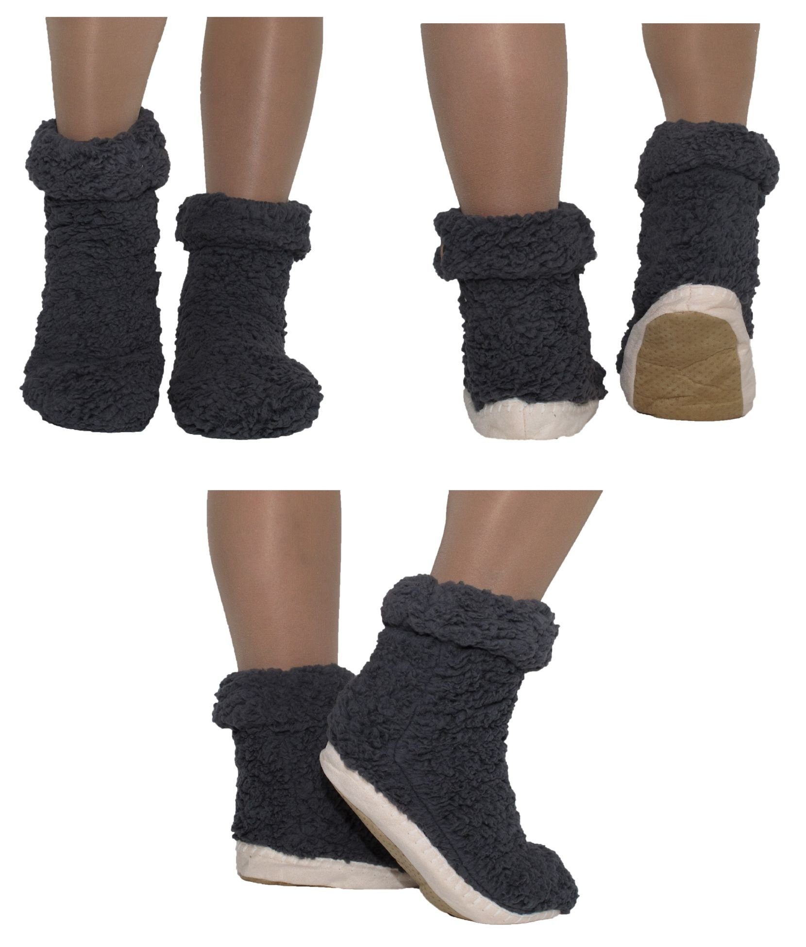 Antonio Haussocken Hüttenschuhe Hausschuhe Hüttensocken Mähmäh ABS Teddy Größe: 35-38