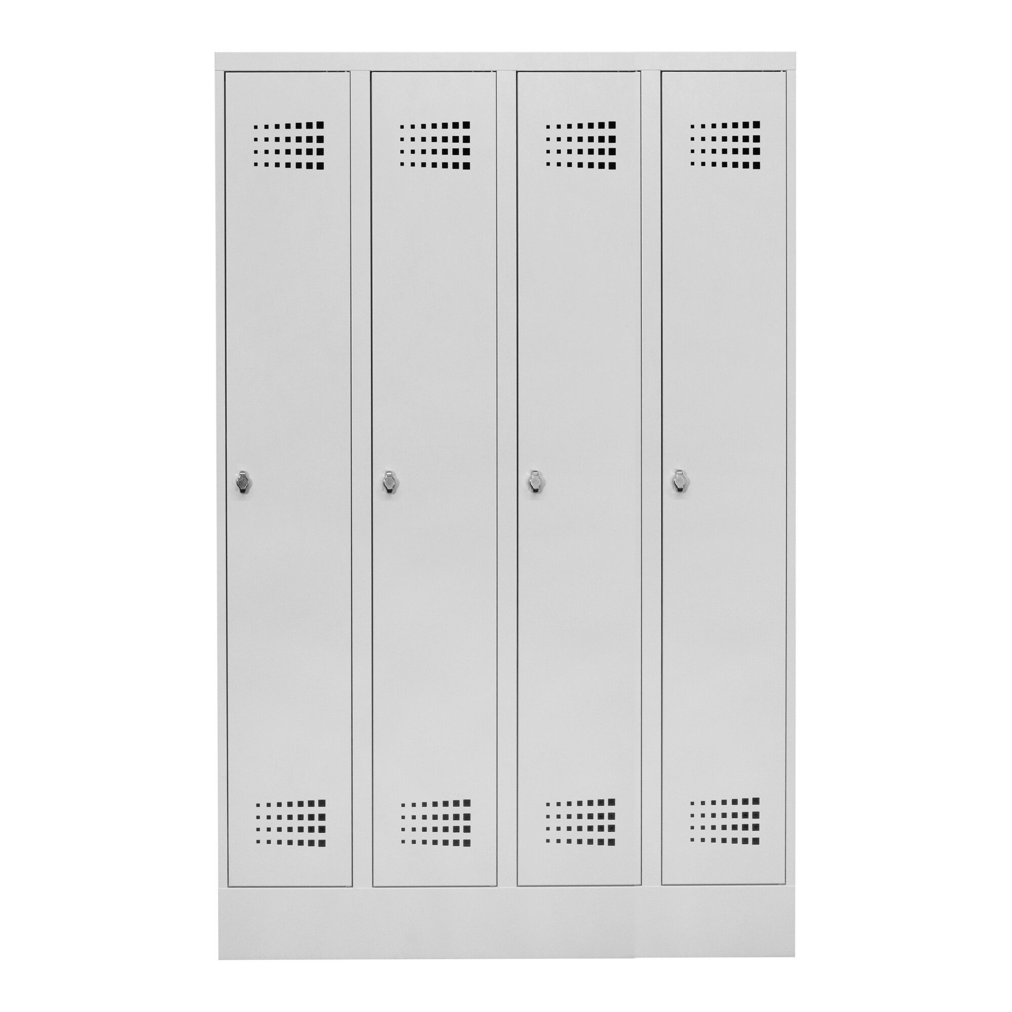 Stier Garderobenschrank STIER Garderobenspind Premium mit Sockel 4 Abteile Drehriegel lichtgra