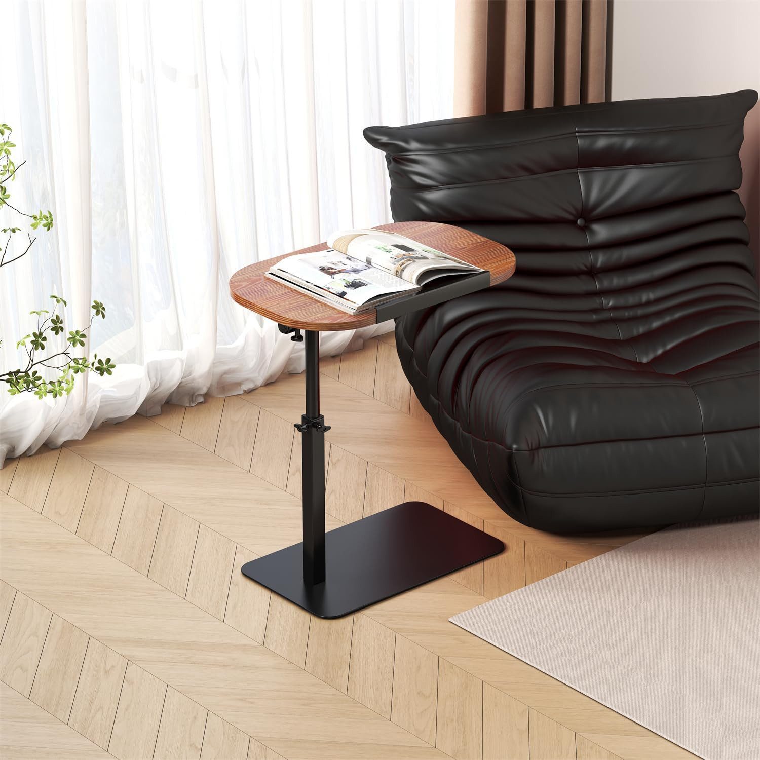 GarveeMore Beistelltisch Seitentisch Sofa Tray für Couch Höhenverstellbarer Endtisch – Bild 5 von 5
