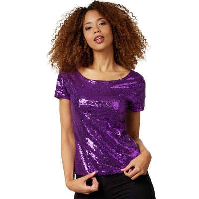 dressforfun T-Shirt Pailletten-Kurzarm-Shirt Rundhals