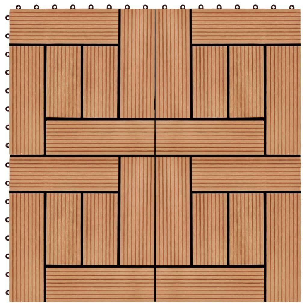 vidaXL Teppichboden Terrassenfliesen 11 Stück WPC 30 x 30 cm 1 qm Teakholzfarbe