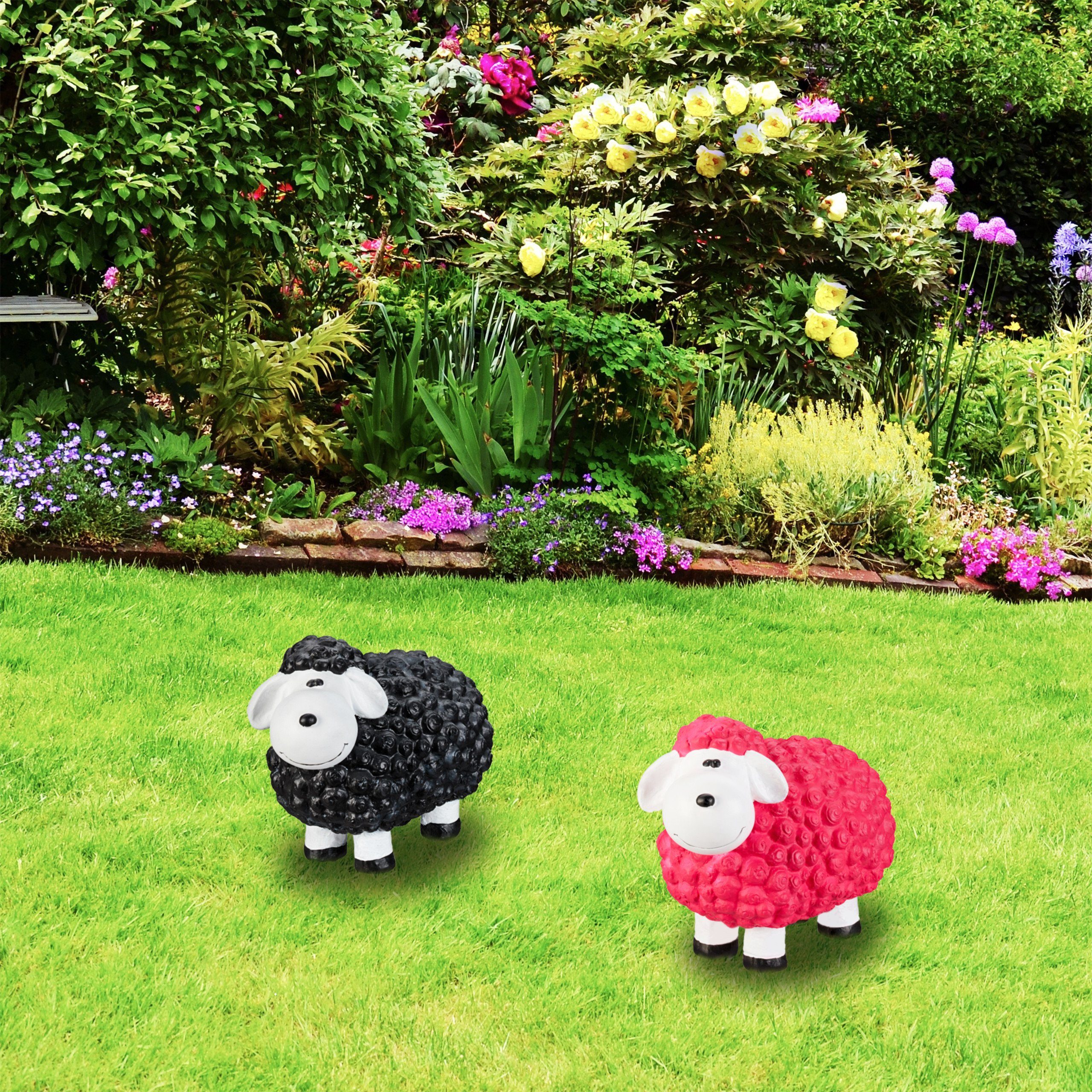 Pink Weiß Schaf, Schwarz relaxdays Gartenfigur Pink Gartenfigur