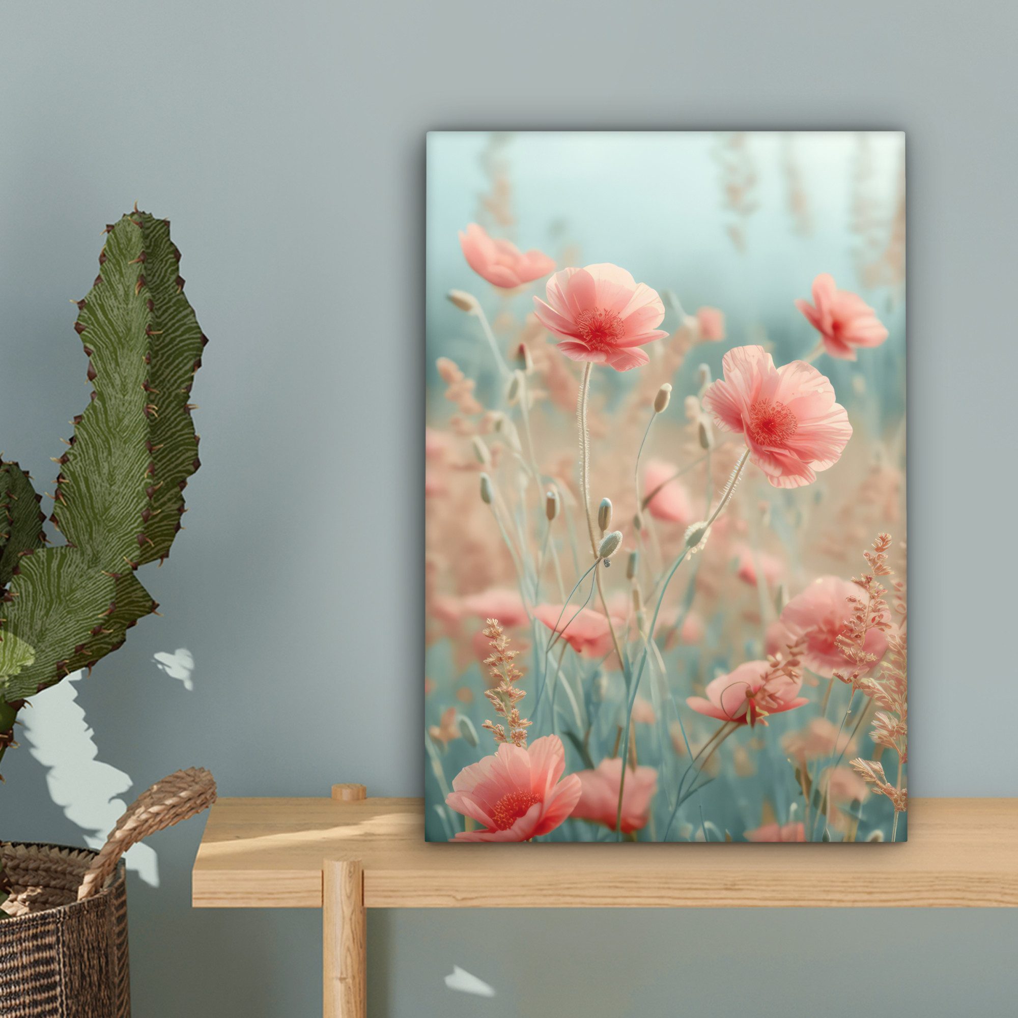 OneMillionCanvasses® Leinwandbild Blumen - Natur - Mohnblumen - Blumenfeld, Fotodruck (1 St), Leinwand Bilder Klein, Wand Dekoration Aesthetic 30x20 cm – Bild 3 von 5