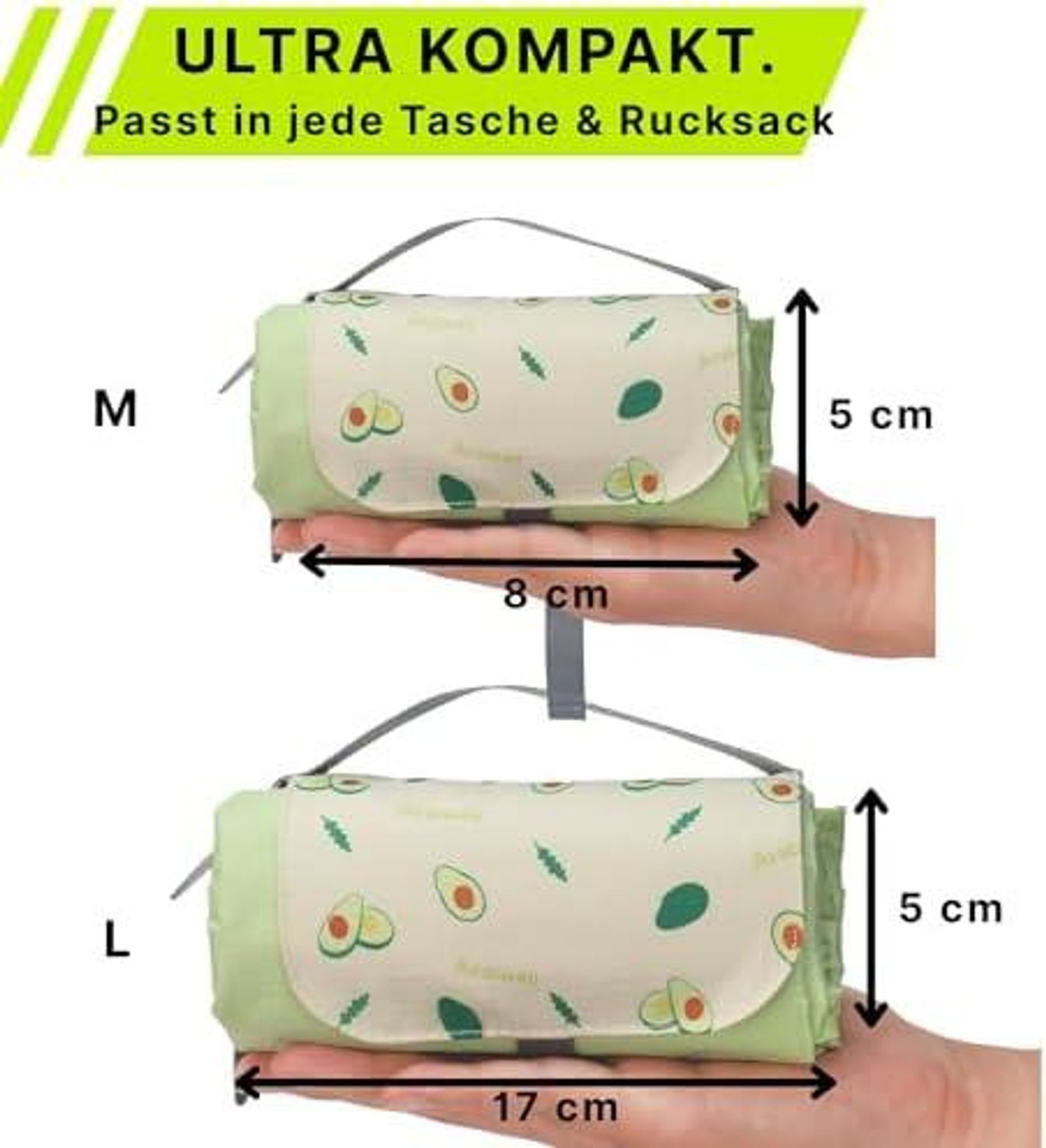 Picknickdecke Ultraleichte Picknickdecke 200cm wasserdicht kompakt in Grün, FELIXLEO