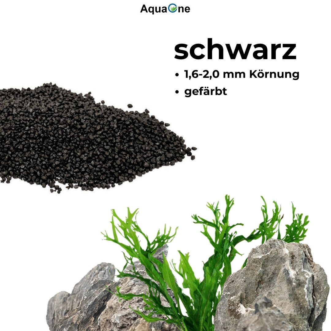 Aquaone Aquarienkies 5 Kg schwarzen Quarzkies fein "Premium Qualität" 1,6-2 mm Bodengrund